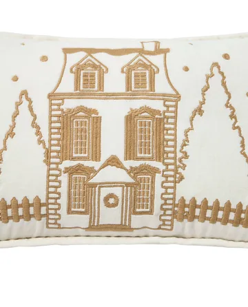 Winter House eko. sammetsbomull kudde 30x50 cm - White-Light beige - Lexington