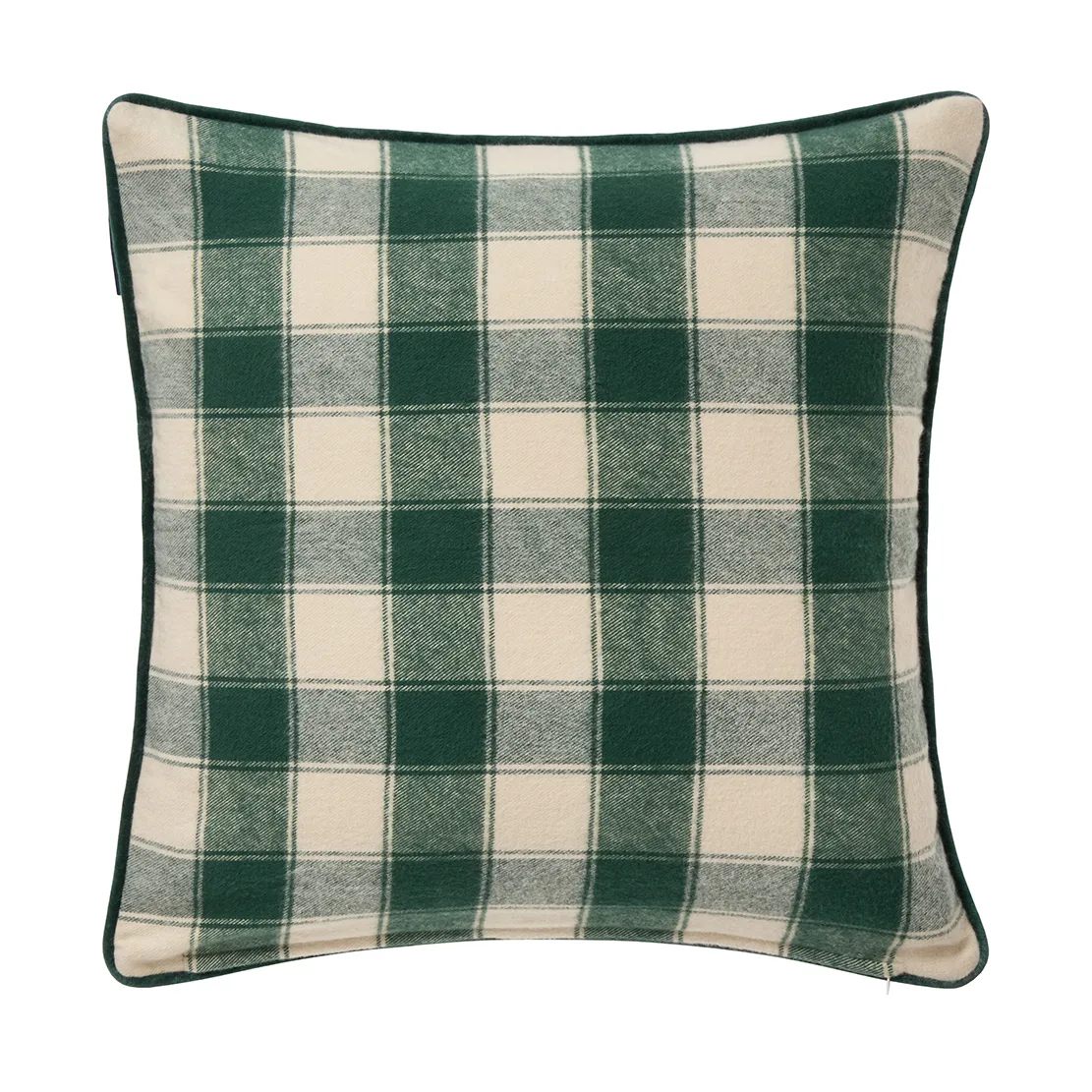 Wrapped checked eko. flannel kuddfodral 50x50 cm, Light beige-green Lexington