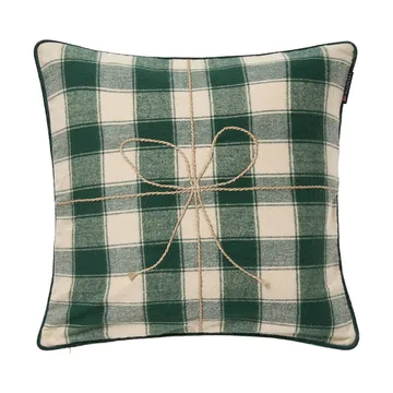 Wrapped checked eko. flannel kuddfodral 50x50 cm - Light beige-green - Lexington