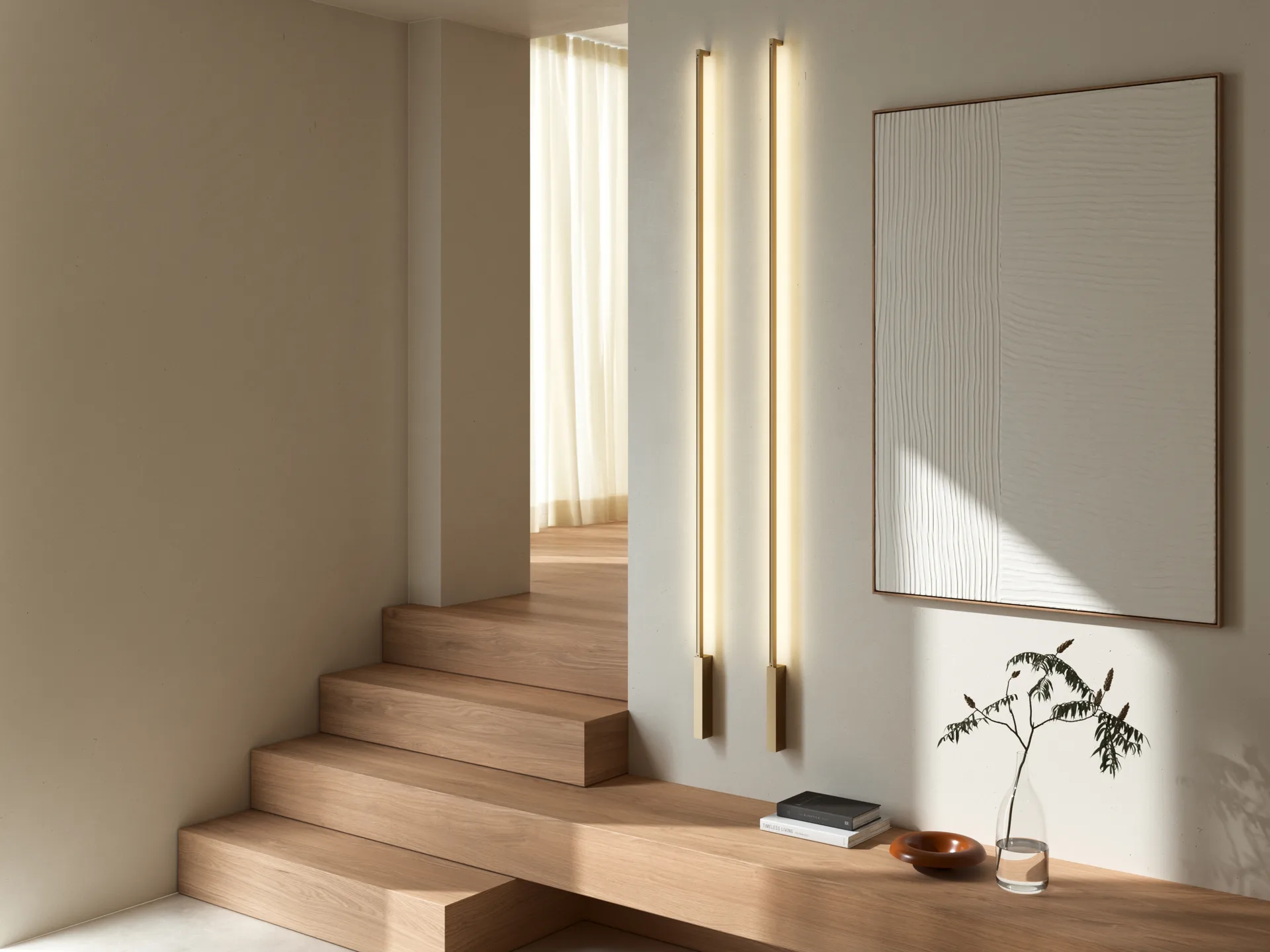 Stripe C/W vägglampa, Brass, 4x200 cm Light-Point
