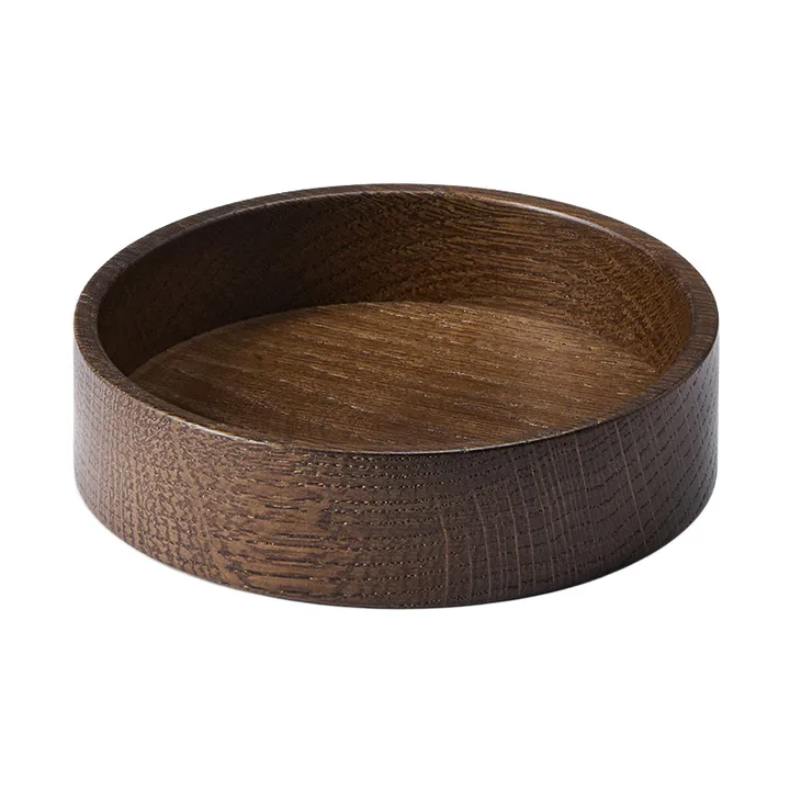 Wood Box förvaring till glasunderlägg - Smoked-oak, circle, S - LIND DNA