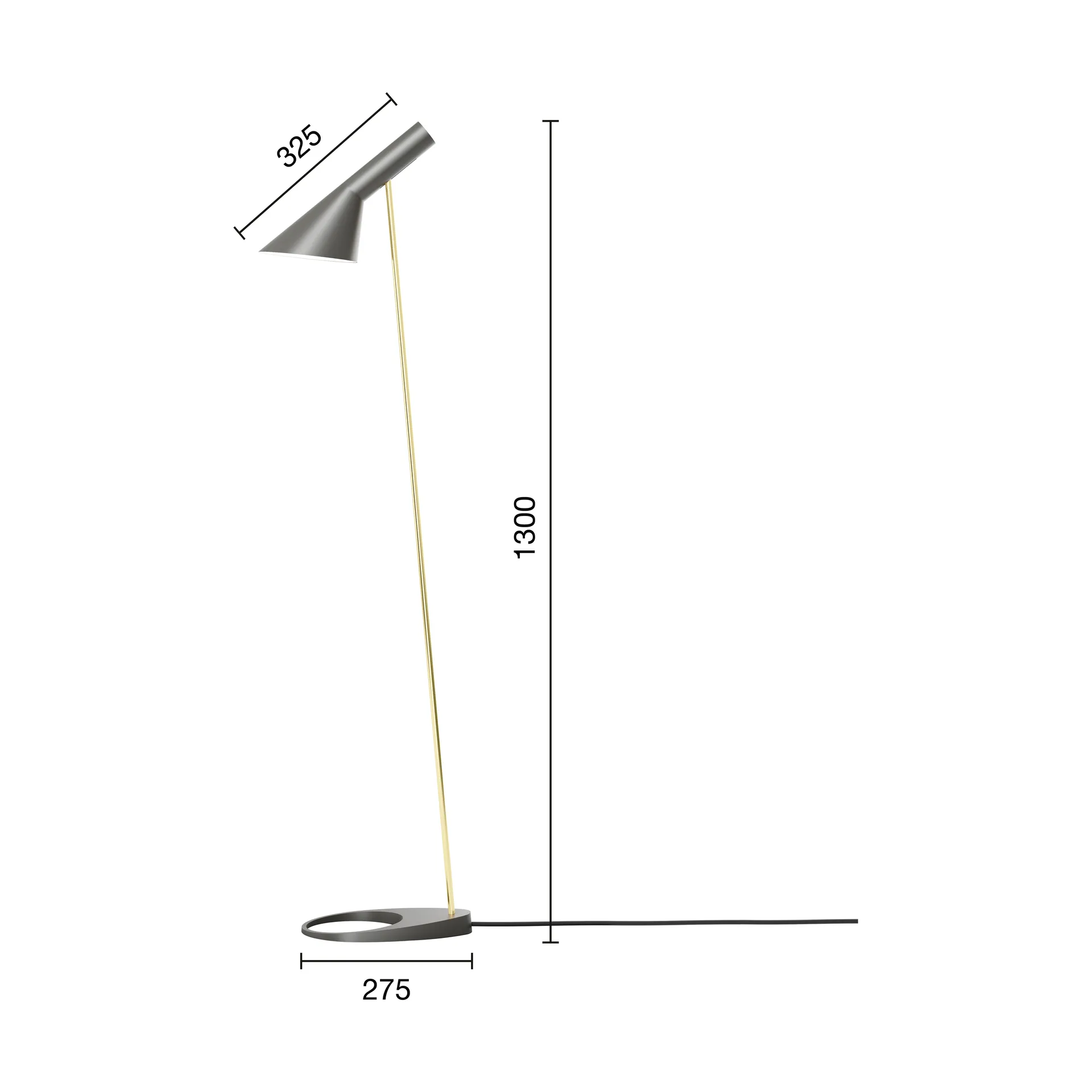 AJ golvlampa, Brass-warm grey Louis Poulsen