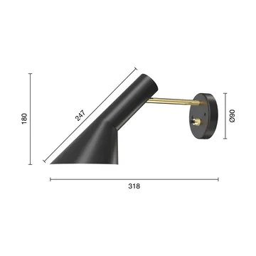 AJ vägglampa fast installation - Brass-black - Louis Poulsen