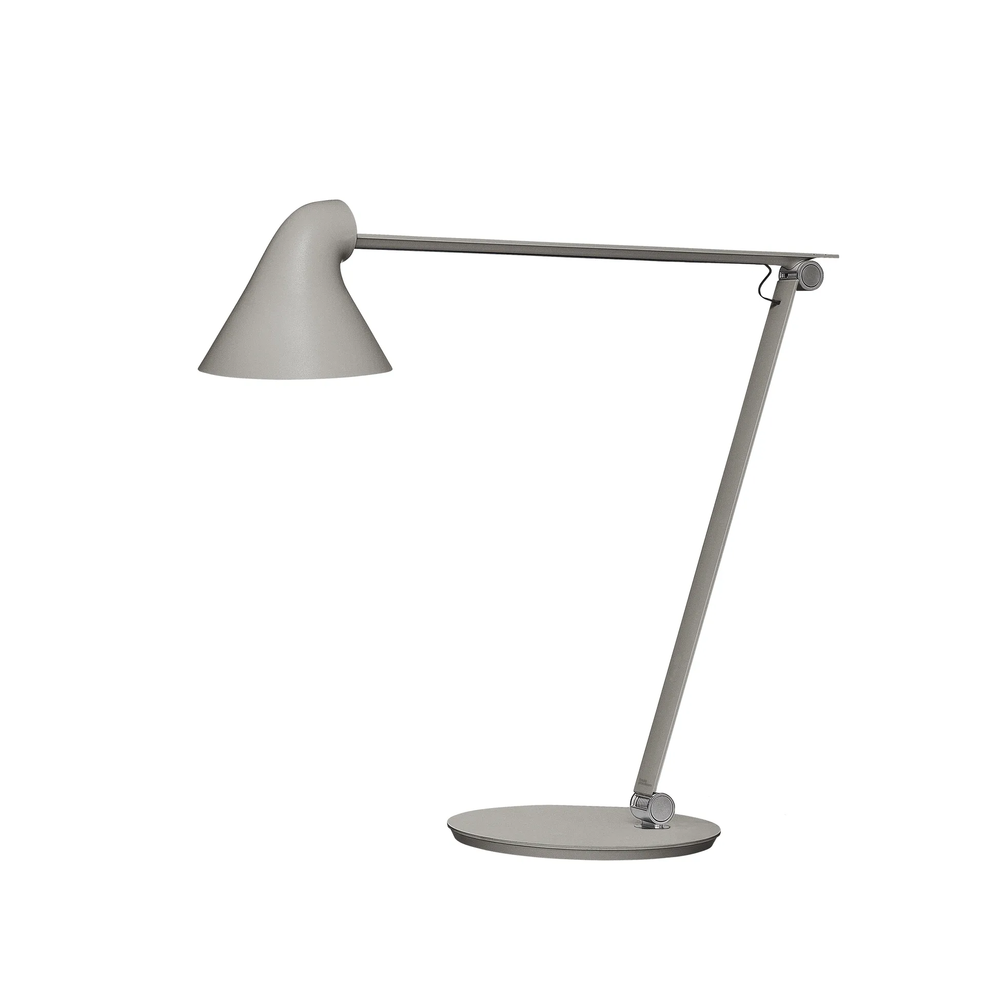 NJP skrivbordslampa, Ljusgrå, fotplatta, 3000k Louis Poulsen