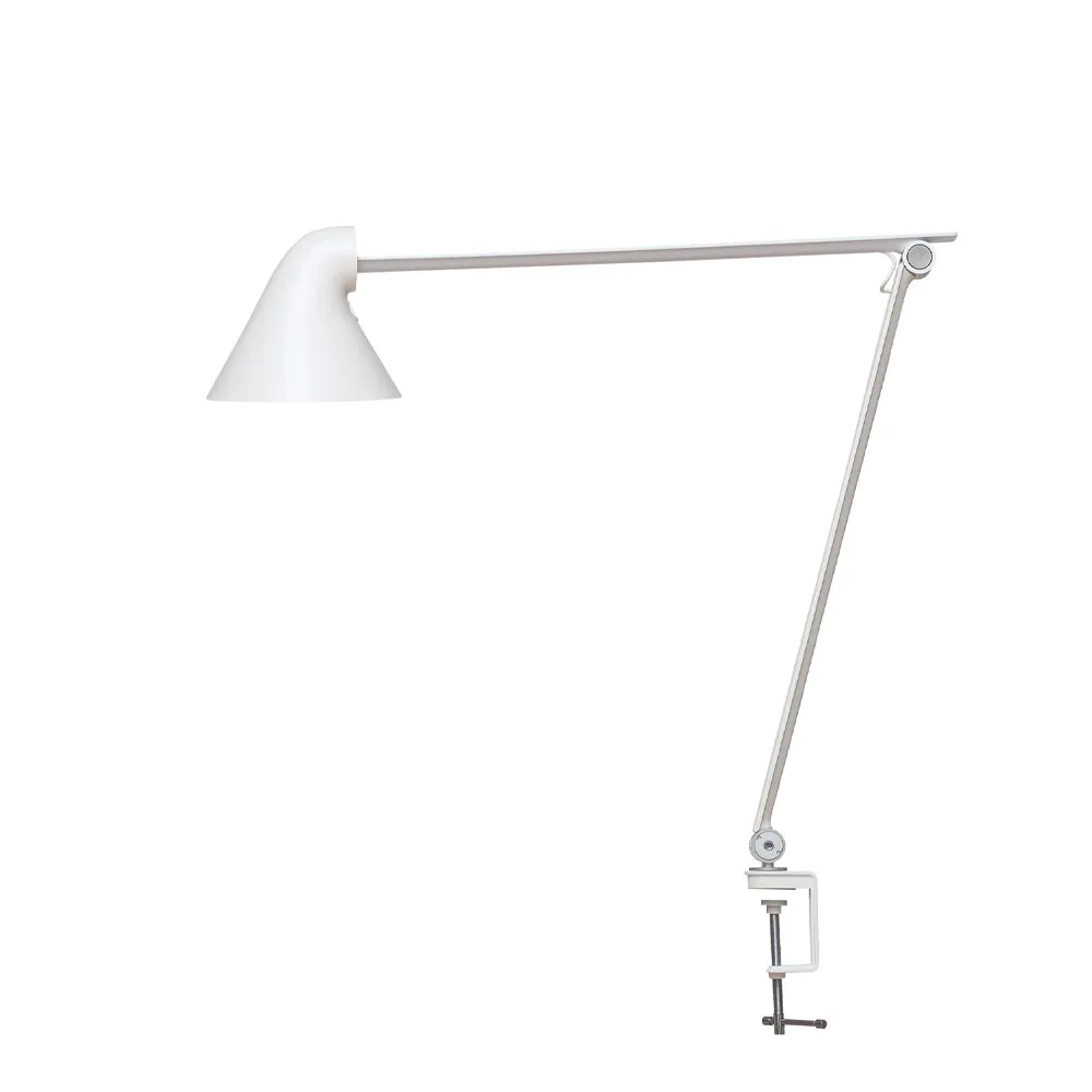 NJP skrivbordslampa, Vit, klämma, 3000k Louis Poulsen