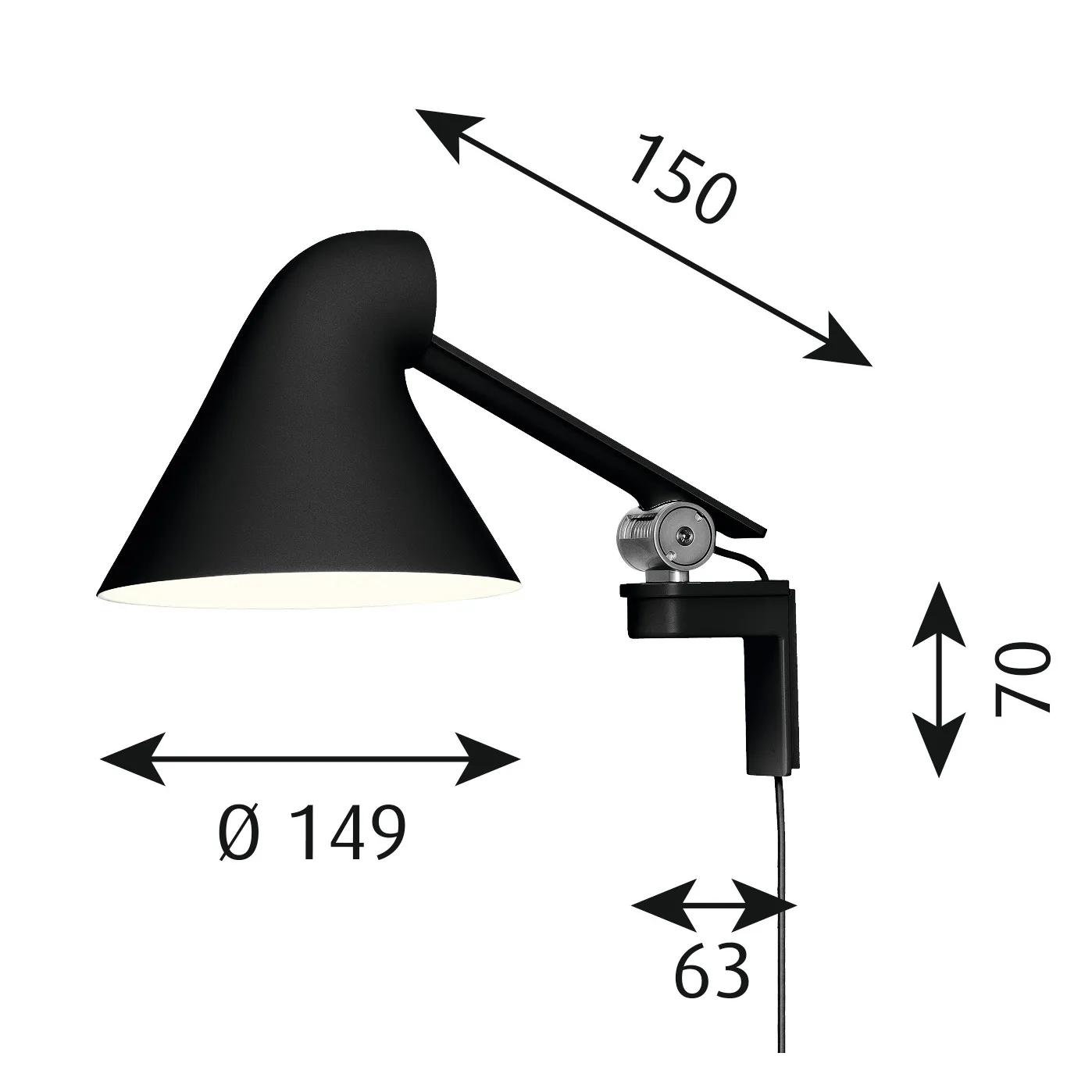 NJP vägglampa kort arm, Svart Louis Poulsen