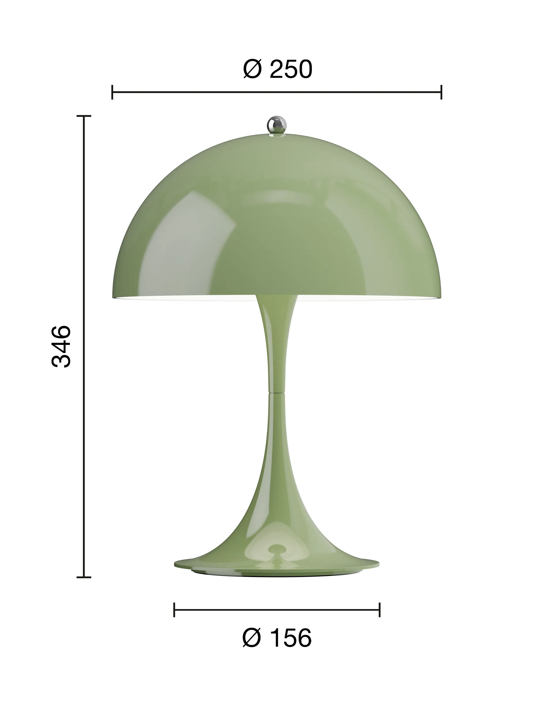 Panthella 250 portabel bordslampa V3, Opaque moss green Louis Poulsen