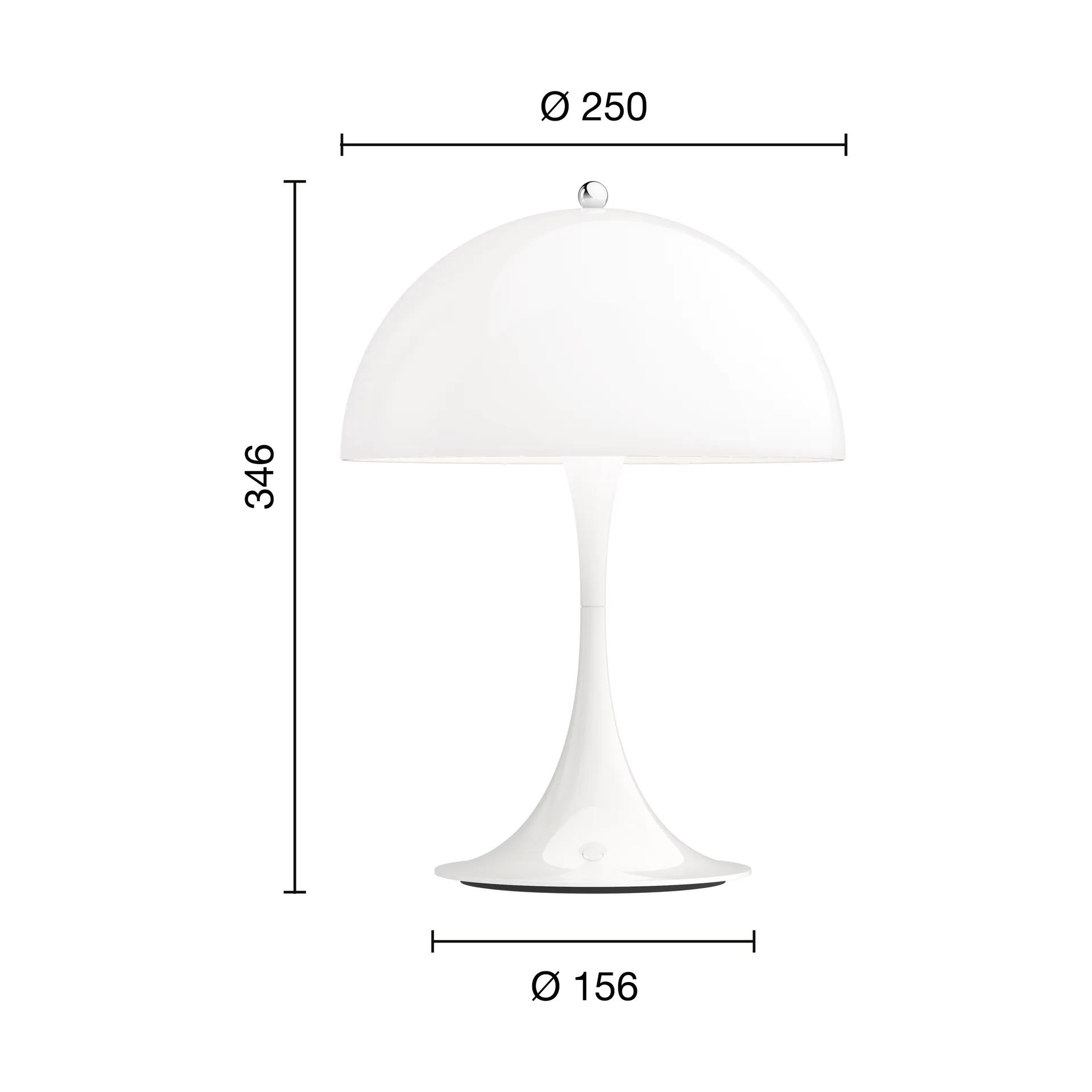 Panthella 250 portabel bordslampa V3, Vit opal akryl Louis Poulsen