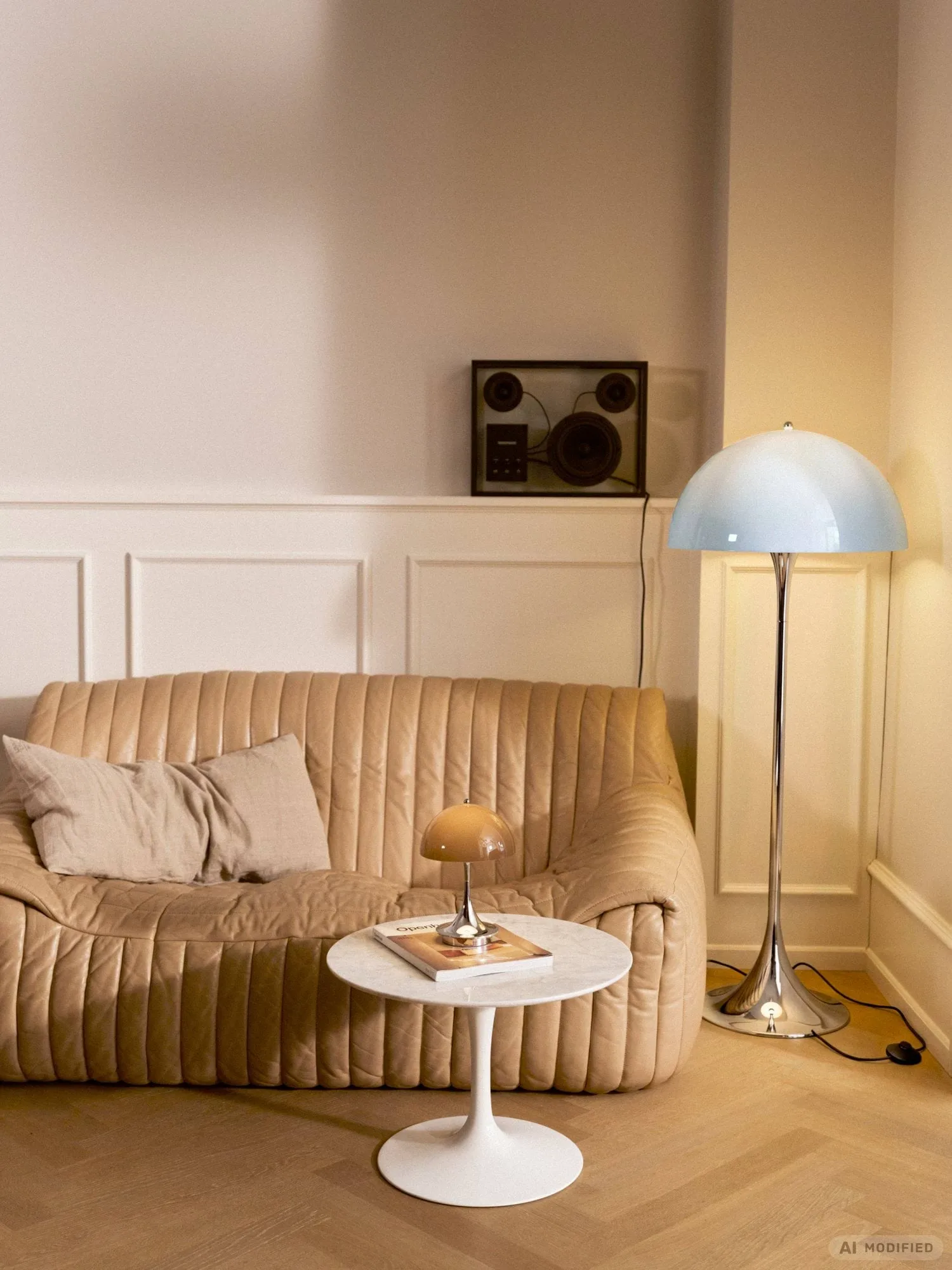 Panthella 500 golvlampa, Original opal blue grey Louis Poulsen