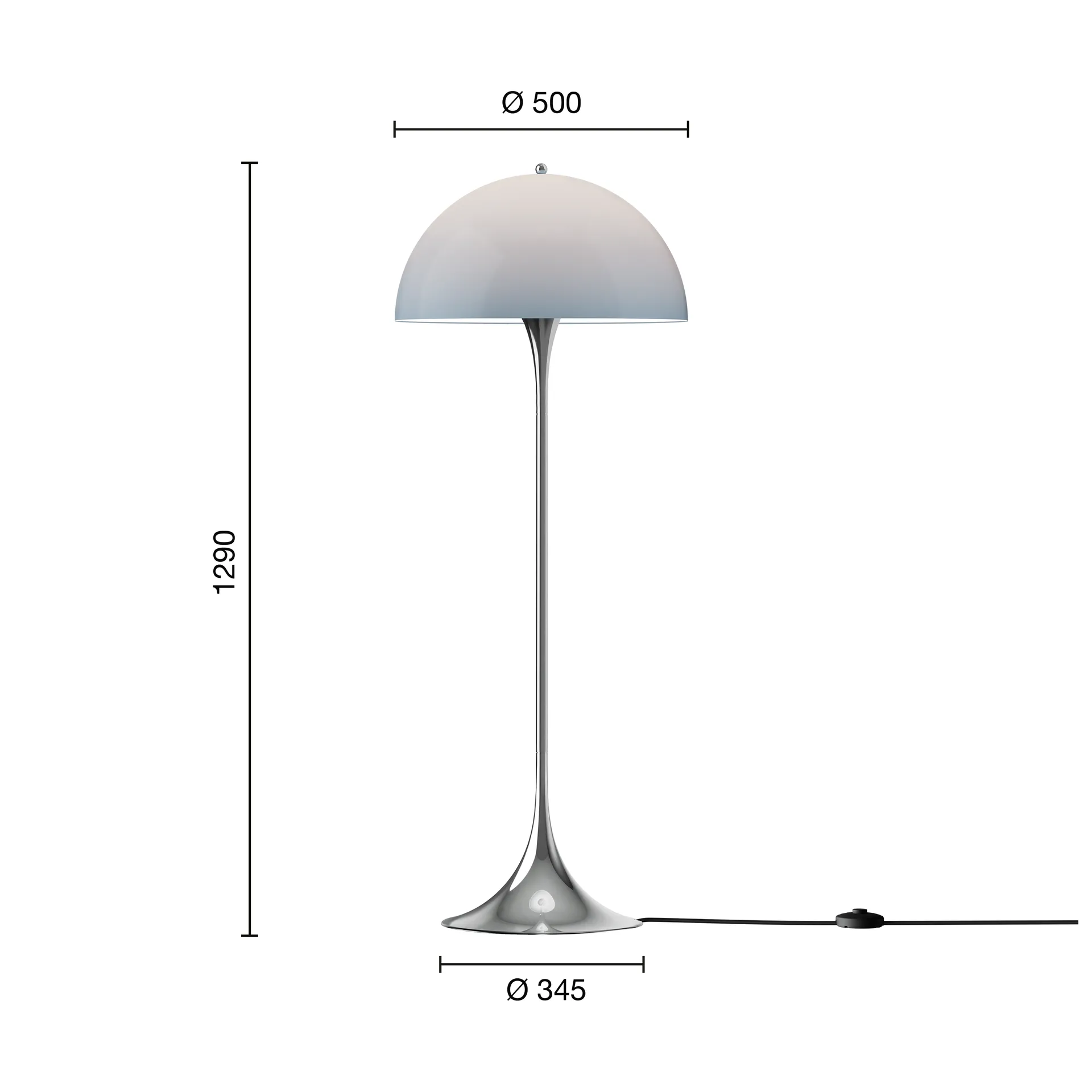 Panthella 500 golvlampa, Original opal blue grey Louis Poulsen