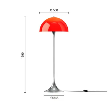 Panthella 500 golvlampa - Original opal red - Louis Poulsen