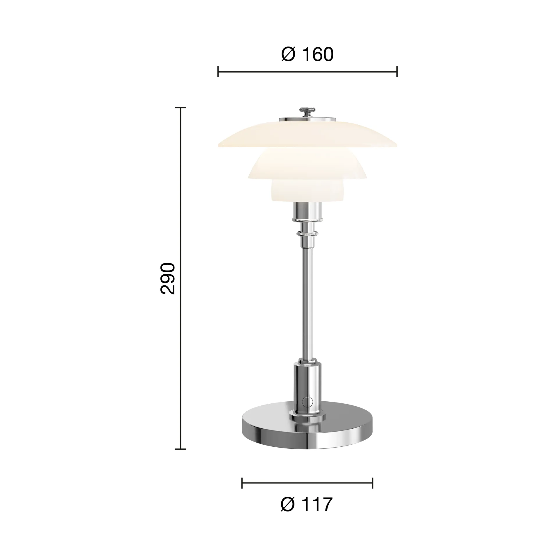 PH 1/1 portabel bordslampa, Krompläterad Louis Poulsen