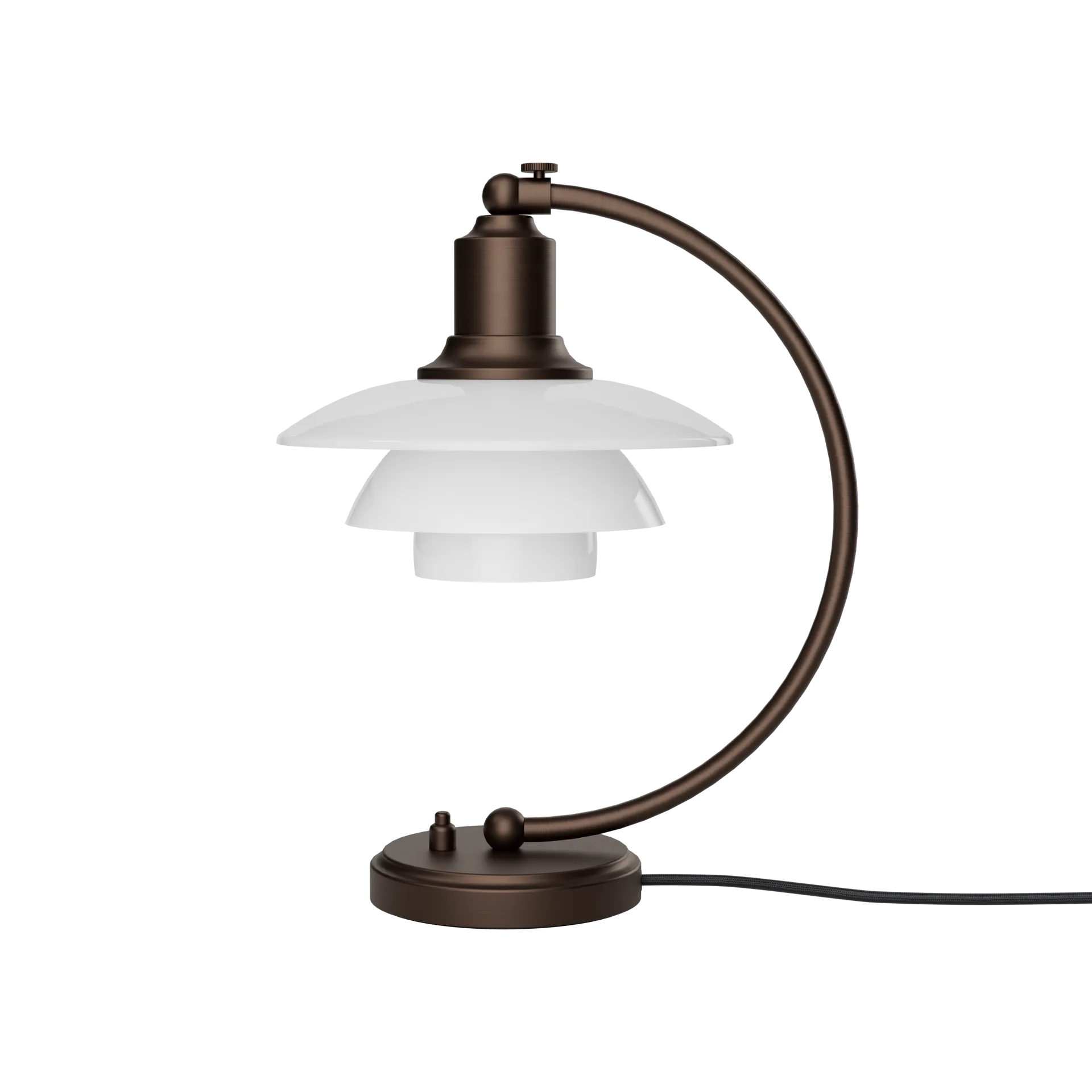 PH 2/2 Luna bordslampa, Aged brass-opalglas Louis Poulsen