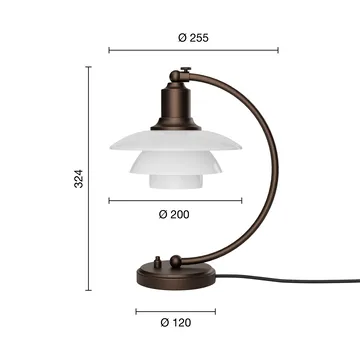 PH 2/2 Luna bordslampa - Aged brass-opalglas - Louis Poulsen