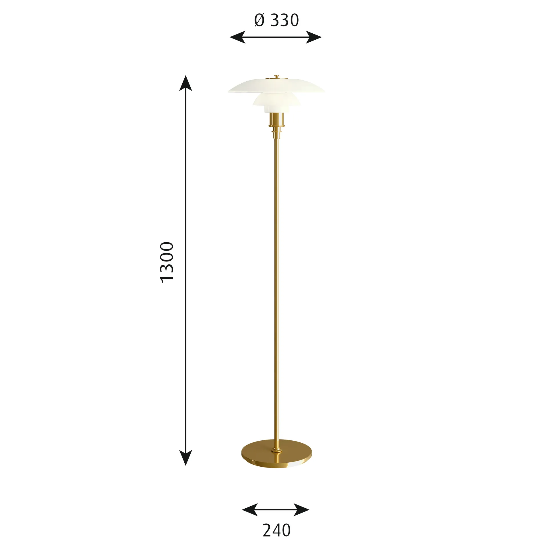 PH 3½-2½ golvlampa, Mässing Louis Poulsen