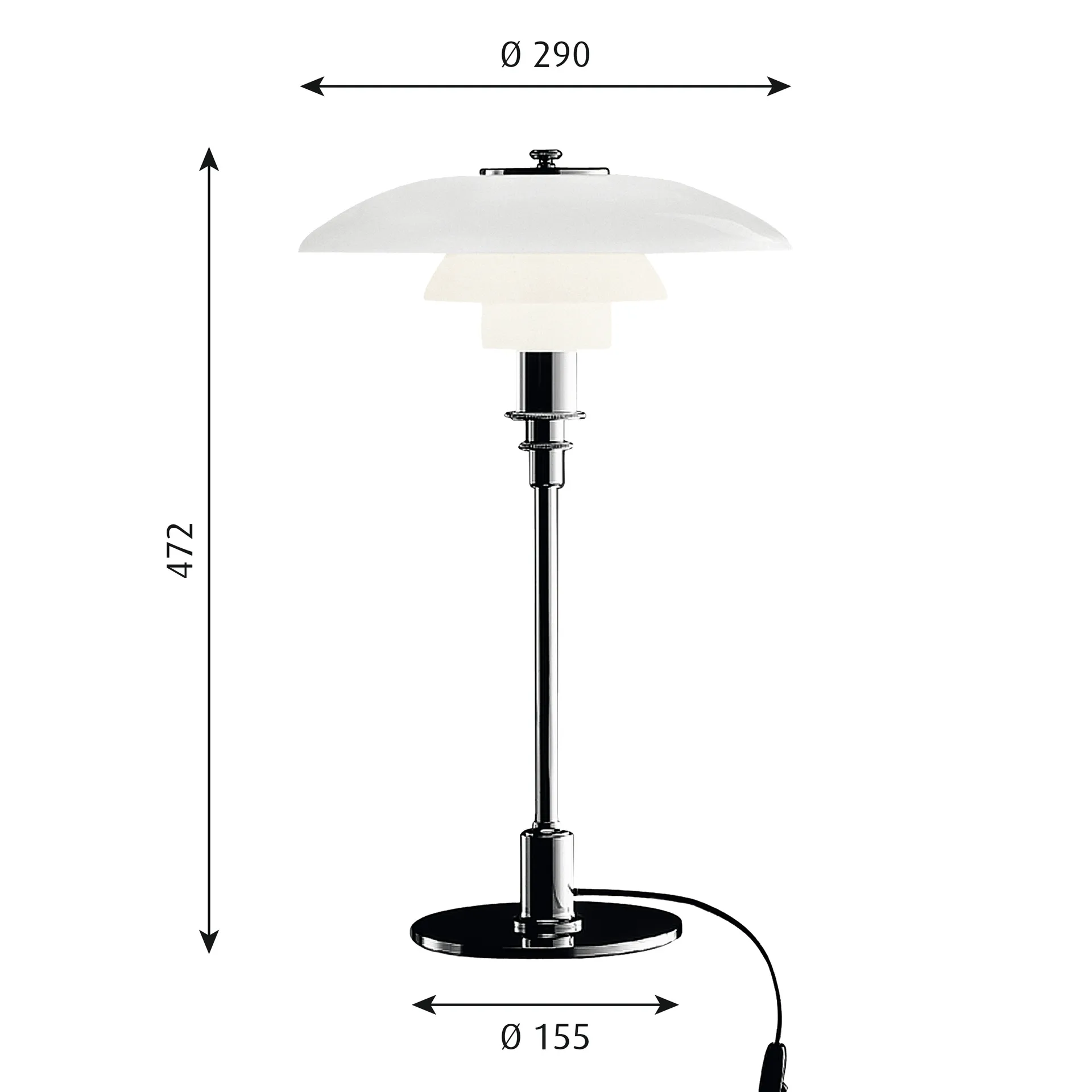 PH 3/2 bordslampa, Krom Louis Poulsen