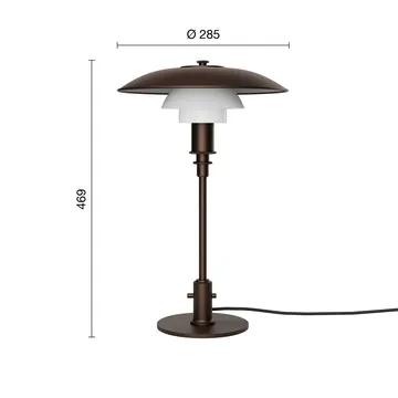 PH 3/2 Luna bordslampa - Aged brass-opalglas - Louis Poulsen