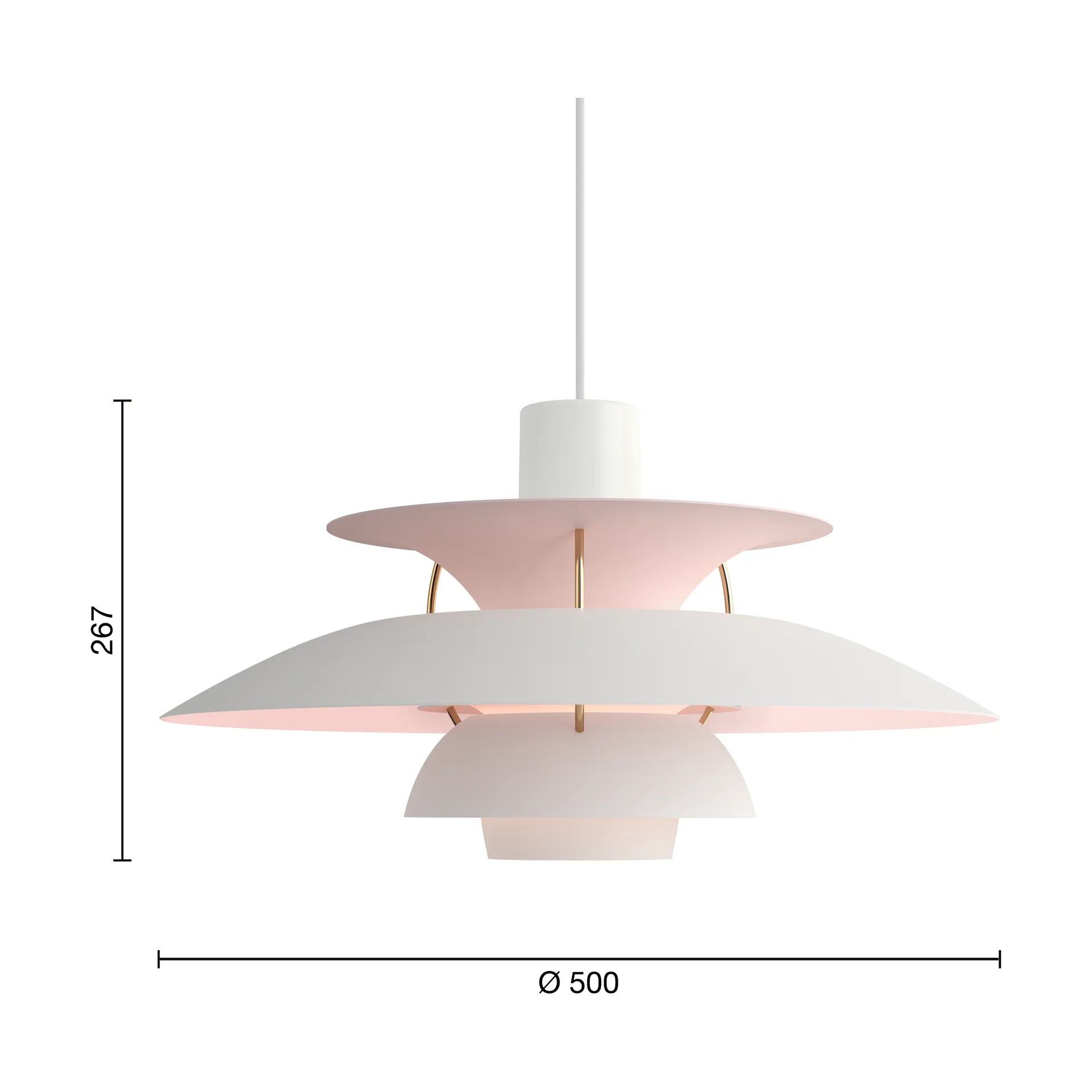 PH 5 Anniversary jubileumsutgåva pendel, Matte white-pale rose Louis Poulsen