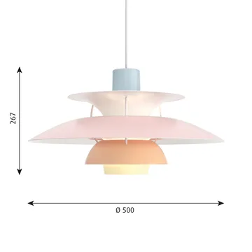 PH 5 pendel - Ø500, Pastel-blå-rosa-persika - Louis Poulsen