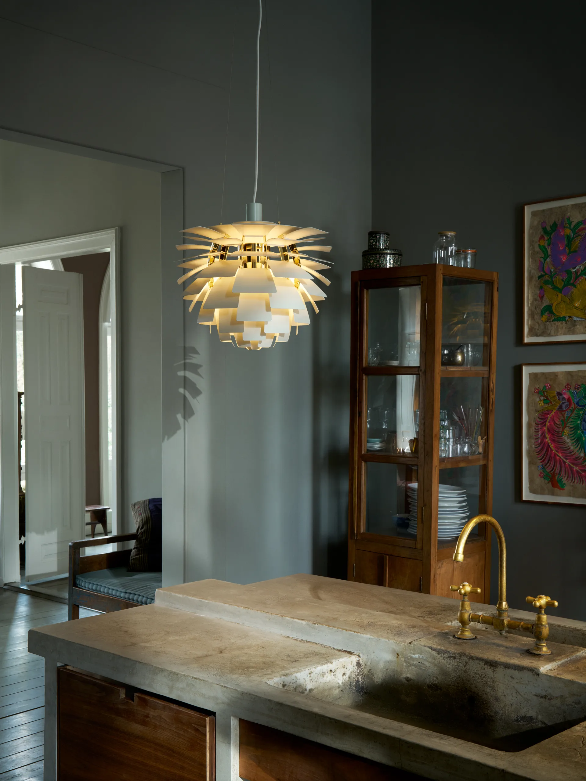 PH Artichoke pendel Ø60 cm, Dusty green-brass metallised Louis Poulsen