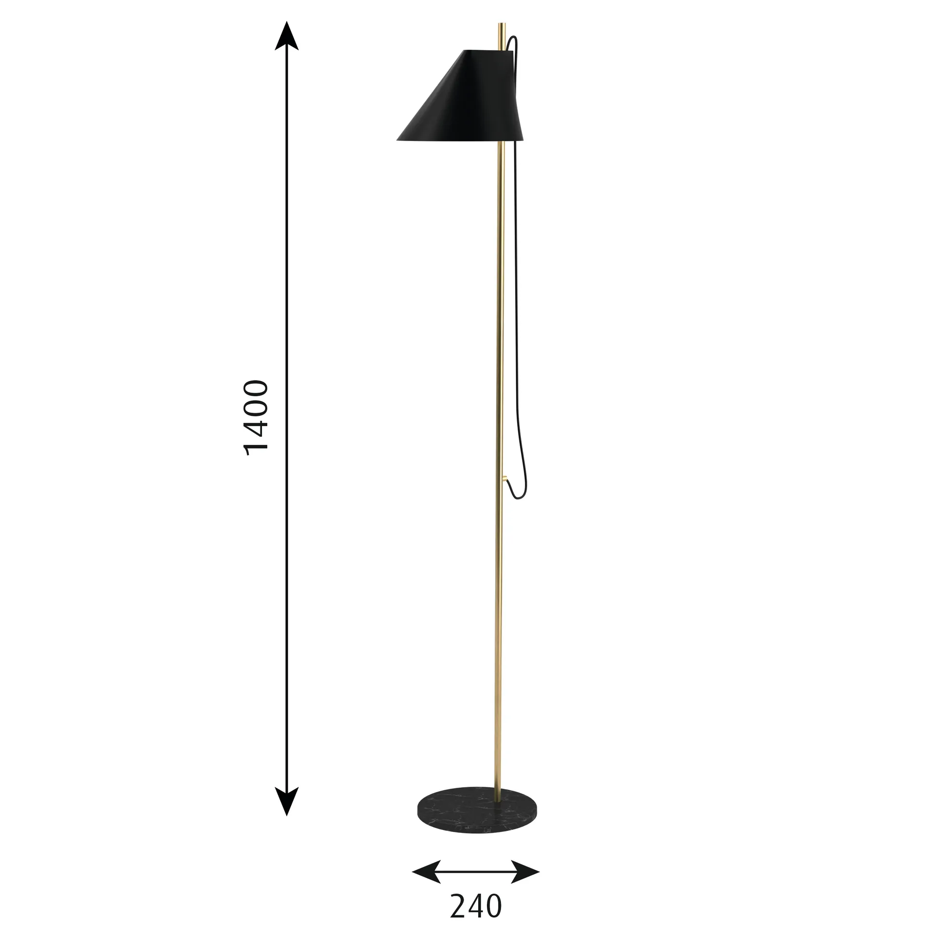 Yuh golvlampa, Svart-mässing Louis Poulsen