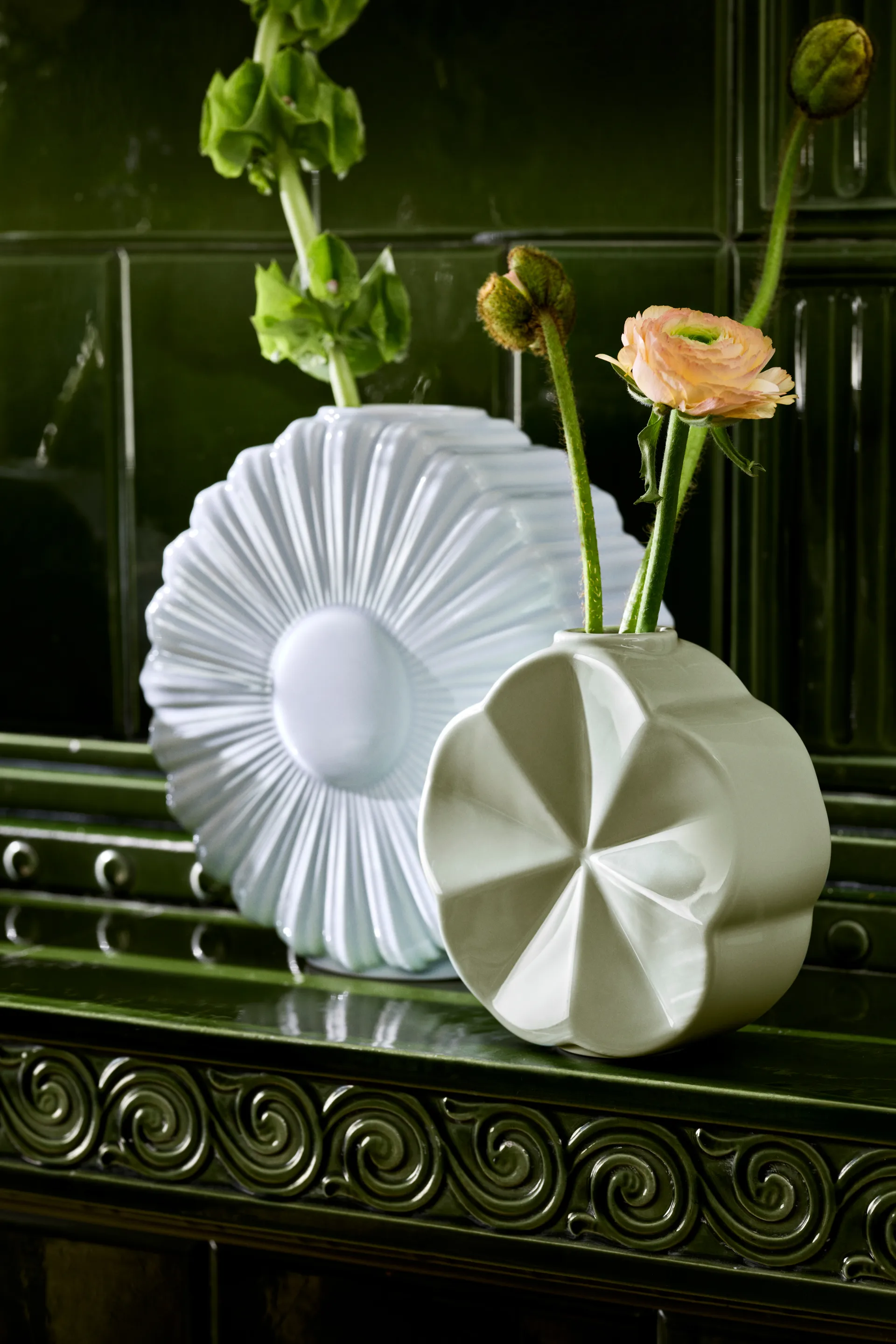 Flower vas, Prästkrage, 21 cm Lyngby Porcelæn