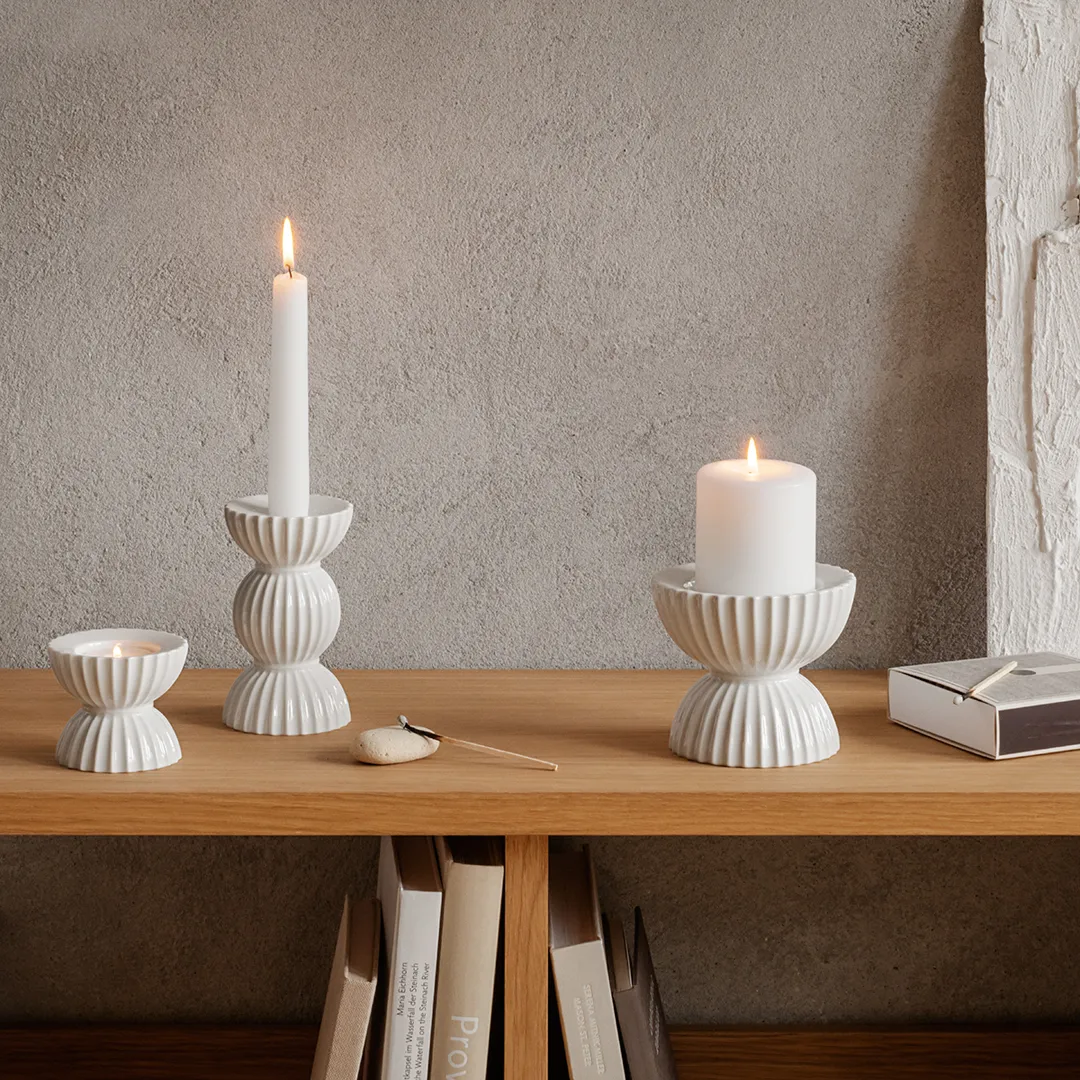 Lyngby Tura blockljusstake Ø11,5 cm, Vit Lyngby Porcelæn