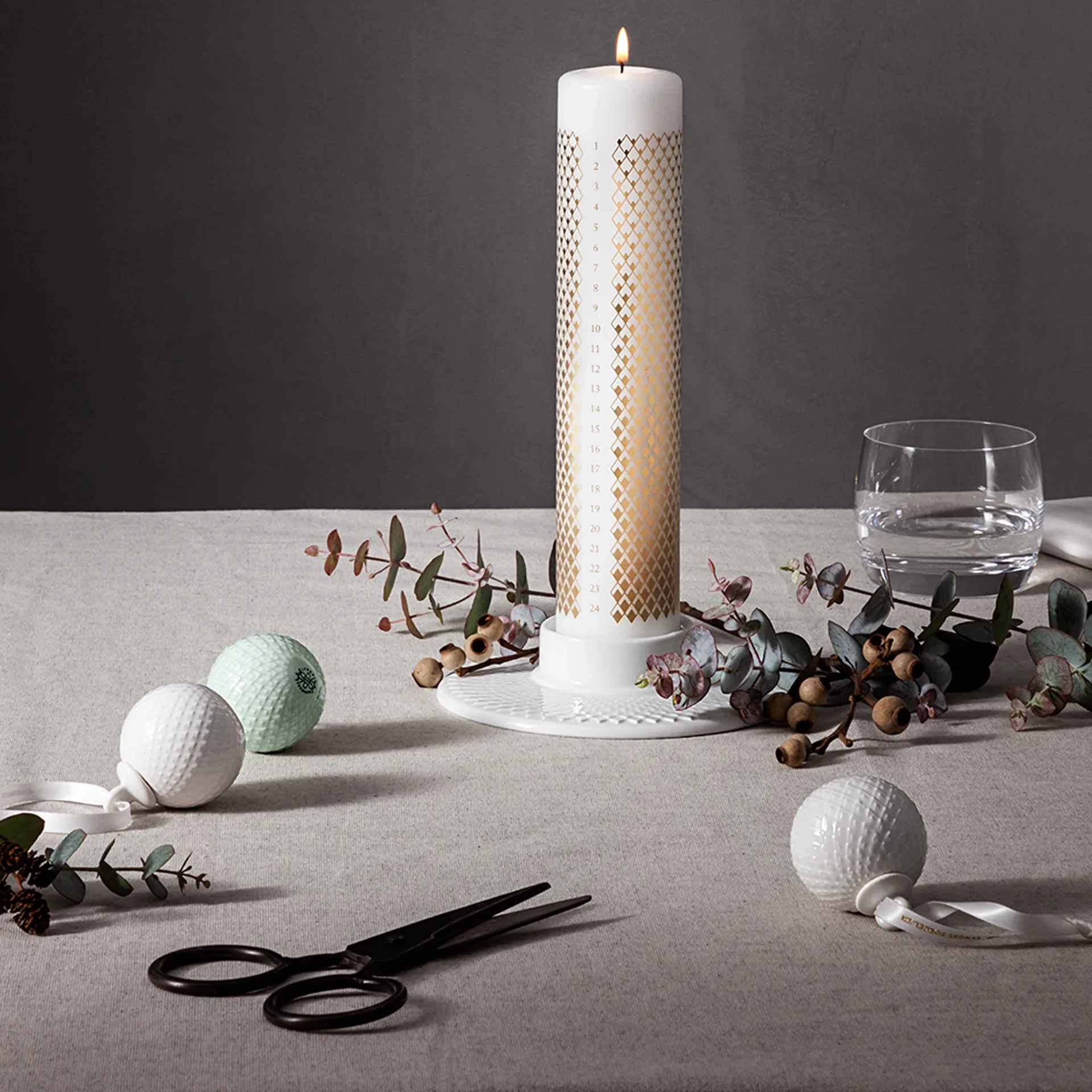 Rhombe Adventsljus Ø5 cm, Vit Lyngby Porcelæn