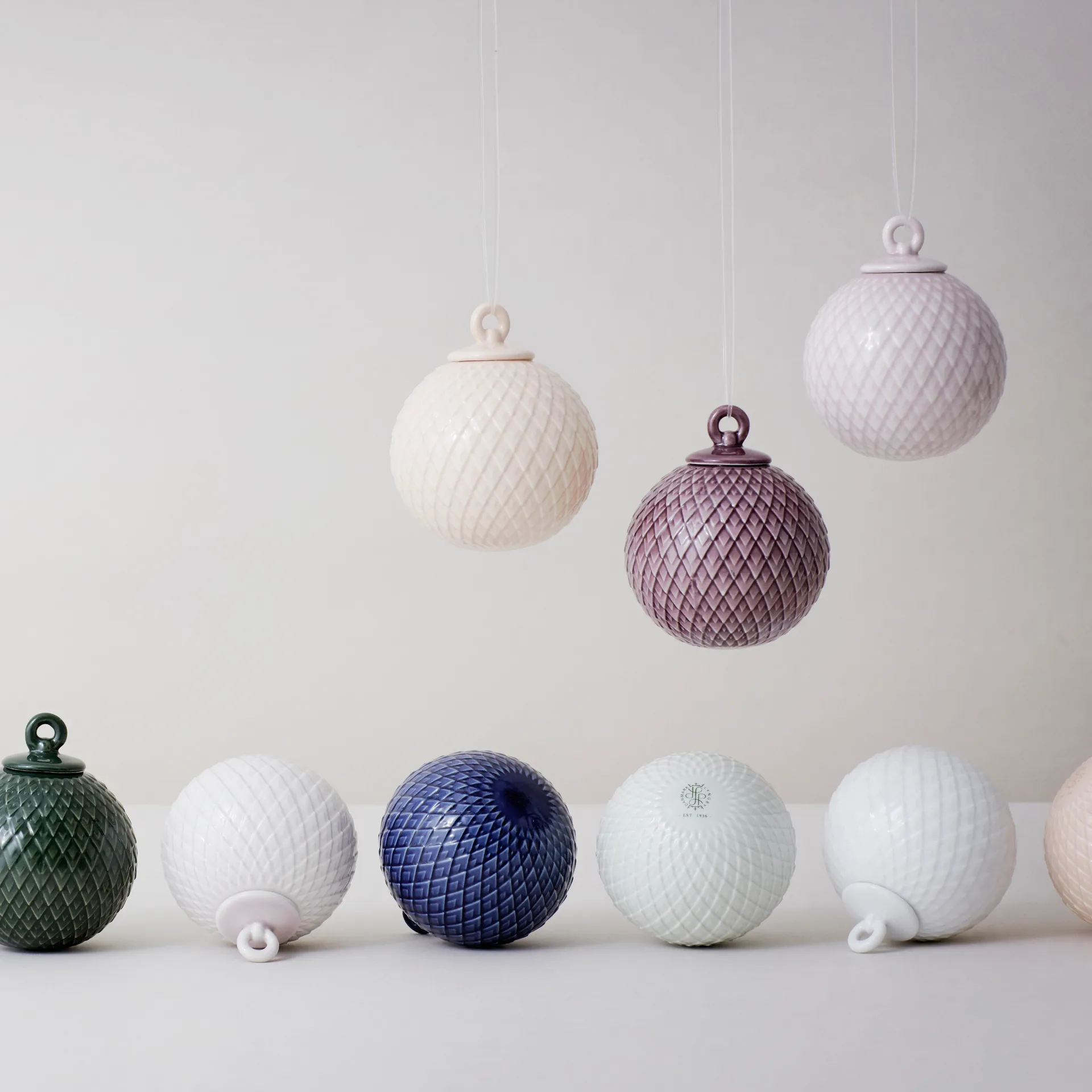Rhombe julkula Ø7 cm, Vit Lyngby Porcelæn