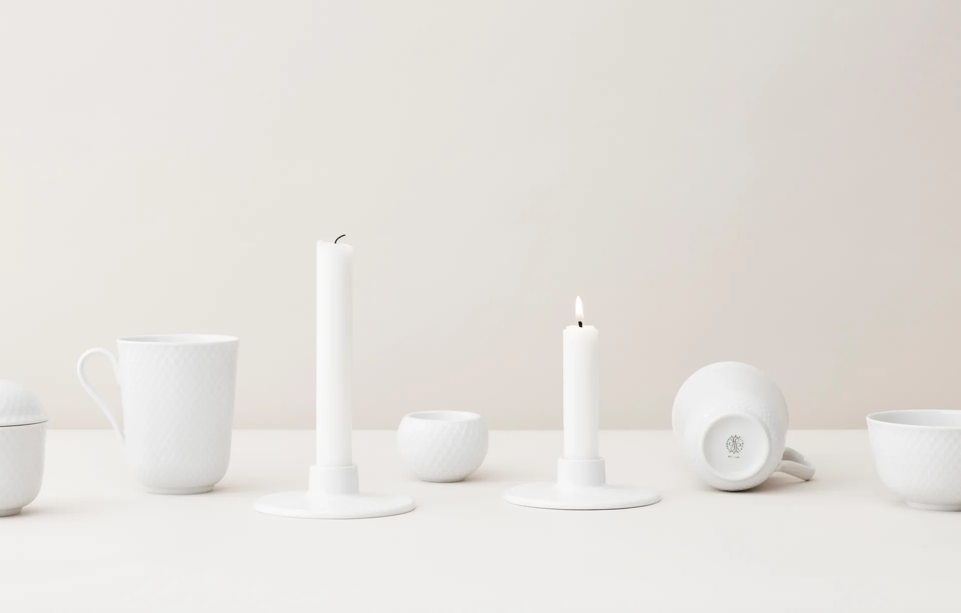 Rhombe ljusstake 3 cm, Vit Lyngby Porcelæn