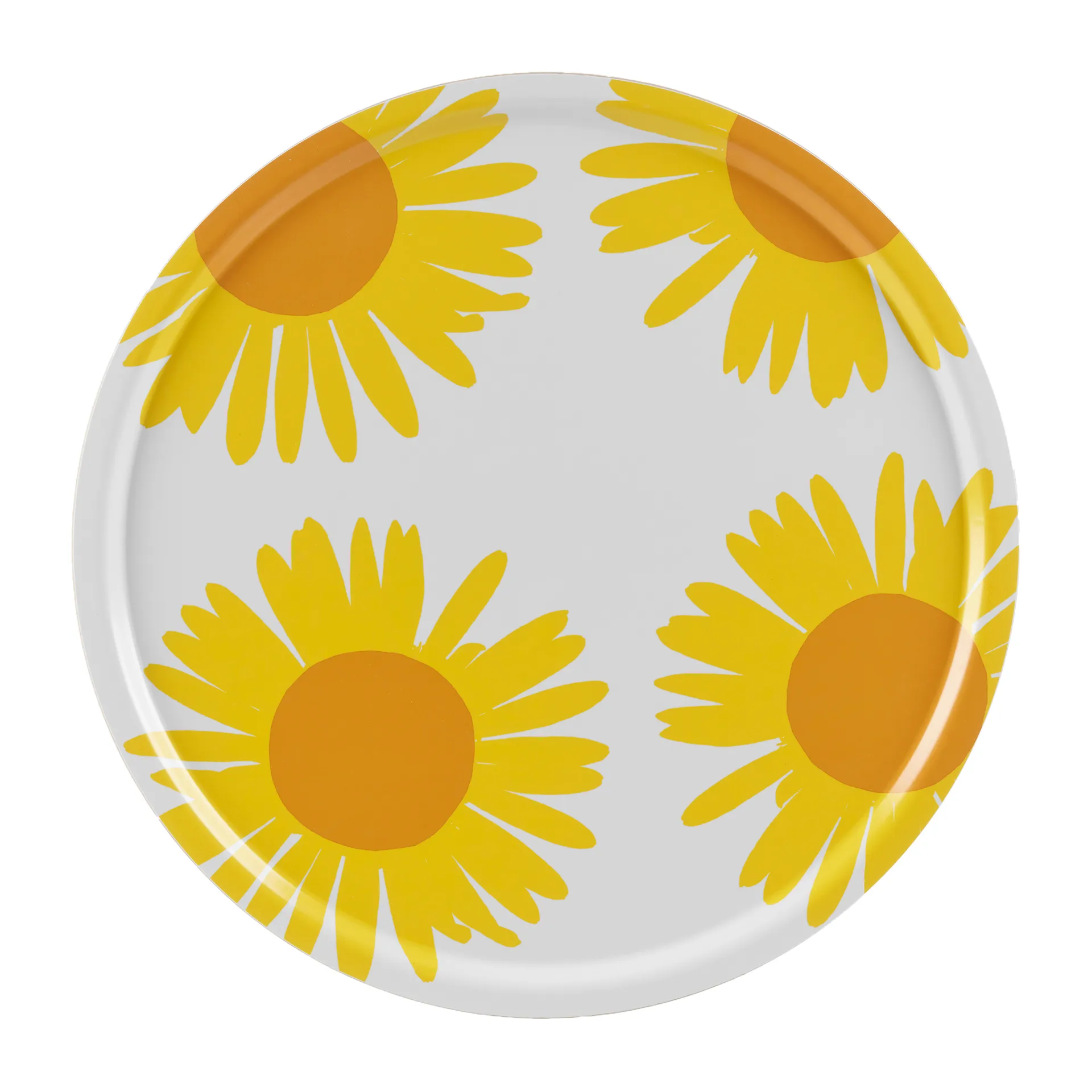 Auringonkukka bricka Ø65 cm, Gul-vit Marimekko