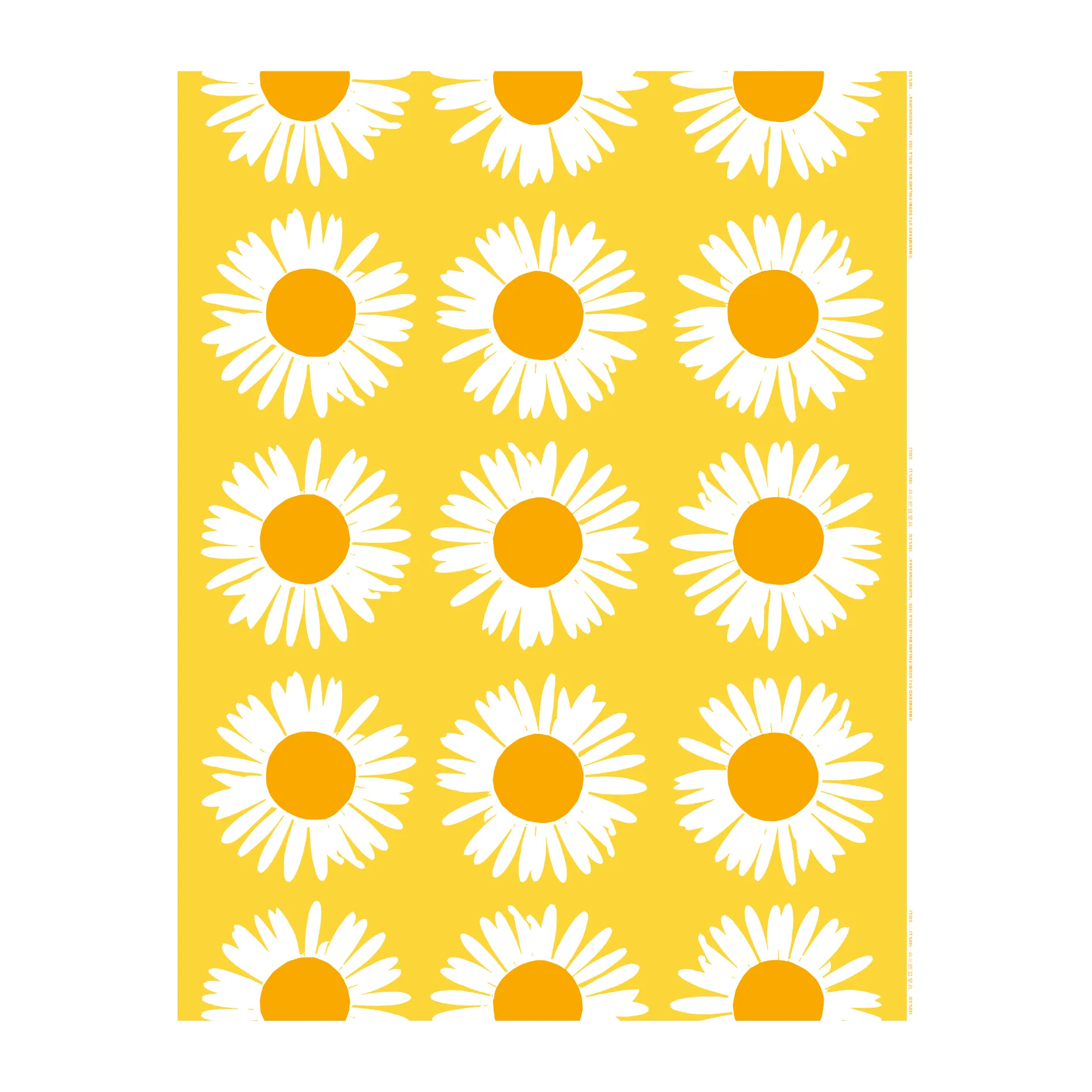 Auringonkukka vaxduk, Gul-vit Marimekko