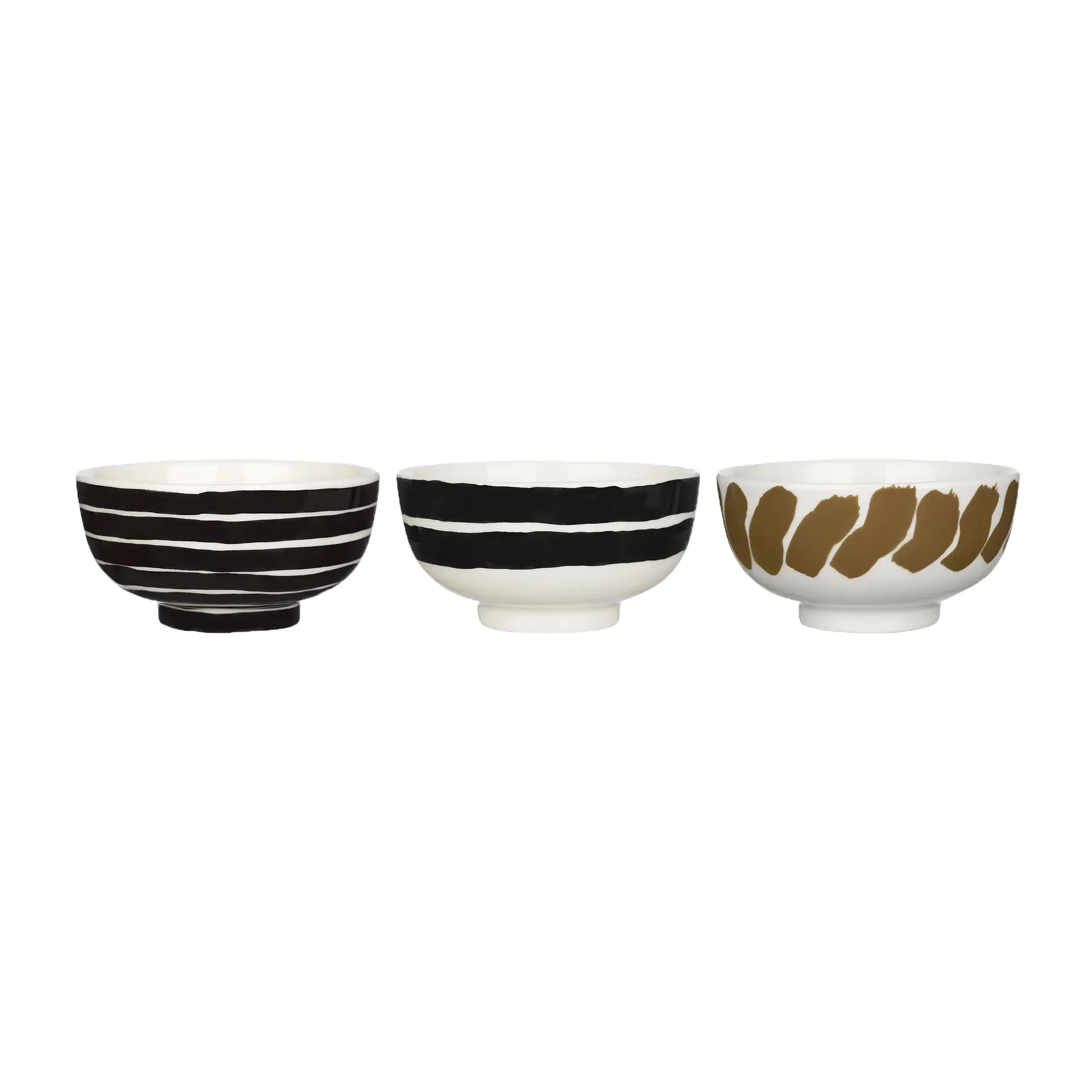 Hyräily skål 3 dl 3-pack, Vit-brun-svart Marimekko
