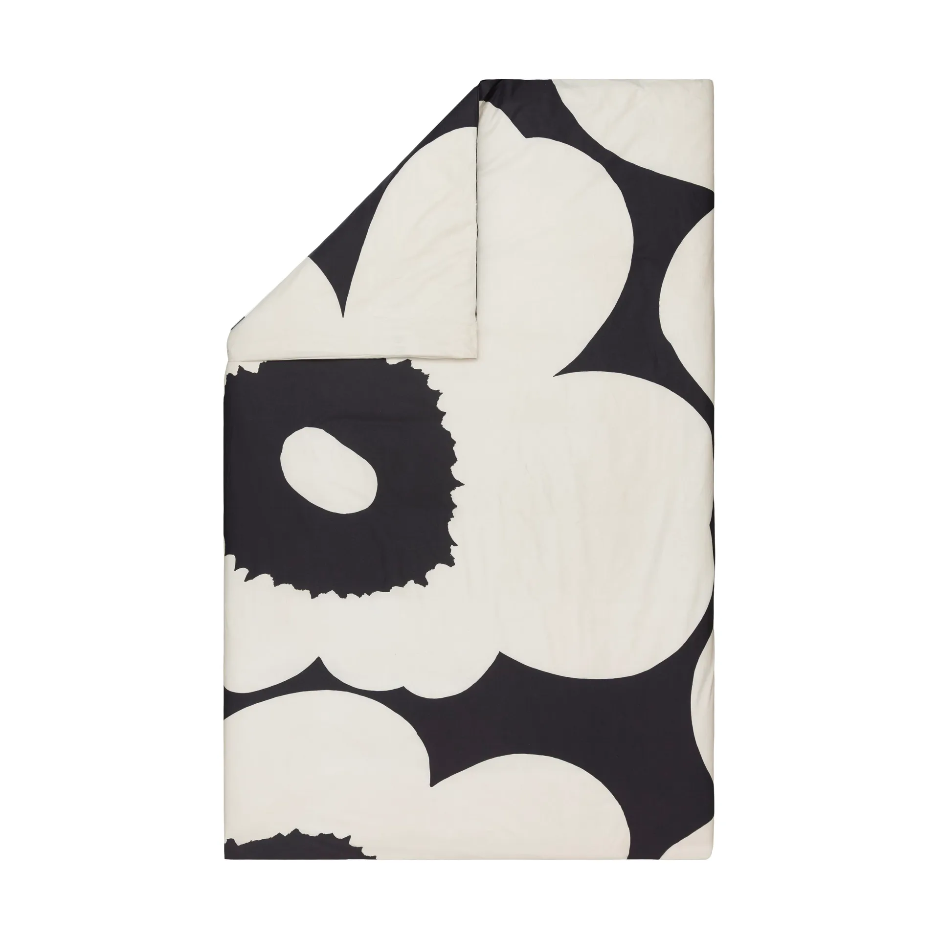 Iso Unikko påslakan 150x210 cm, Charcoal-off white Marimekko