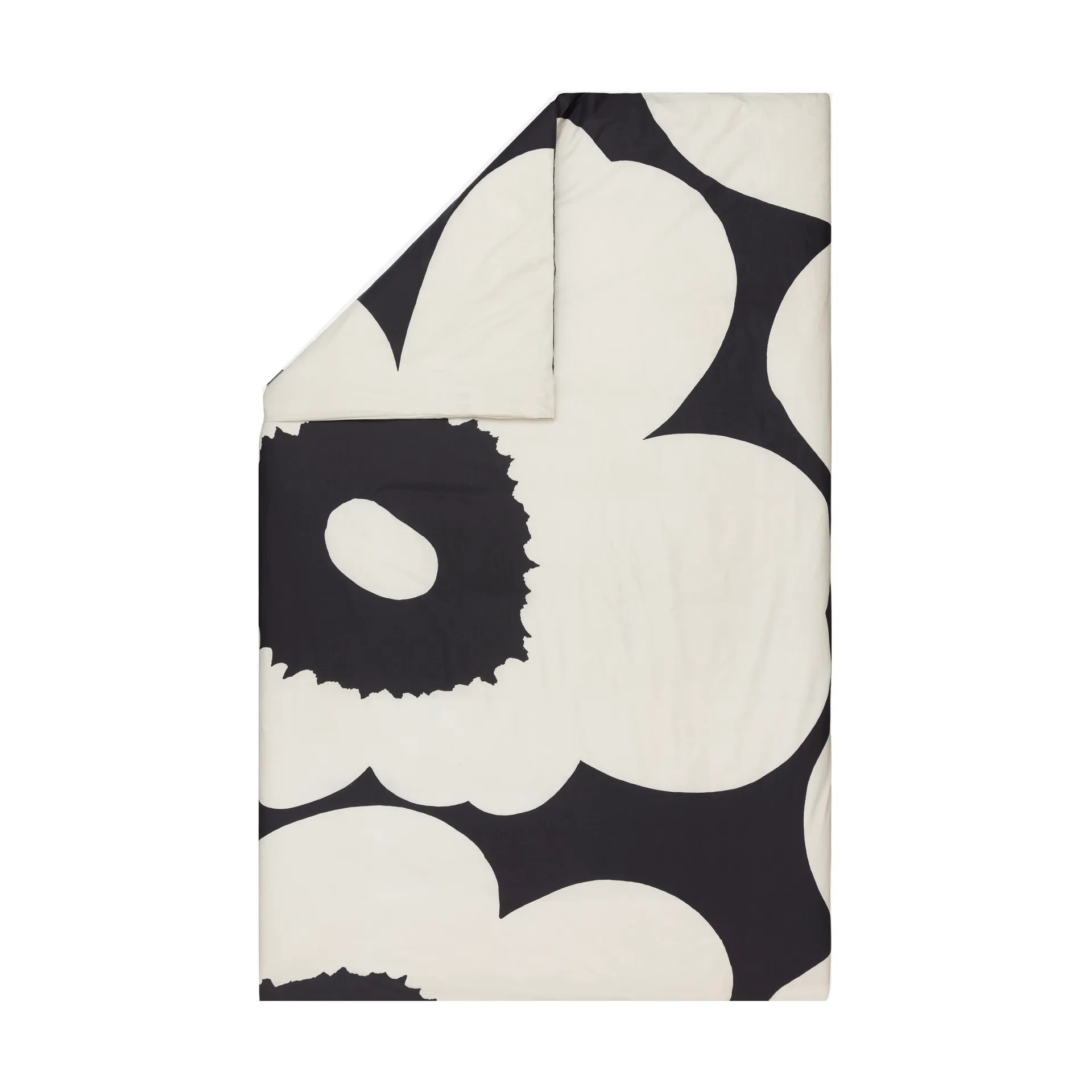 Iso Unikko påslakan 220x240 cm, Charcoal-off white Marimekko