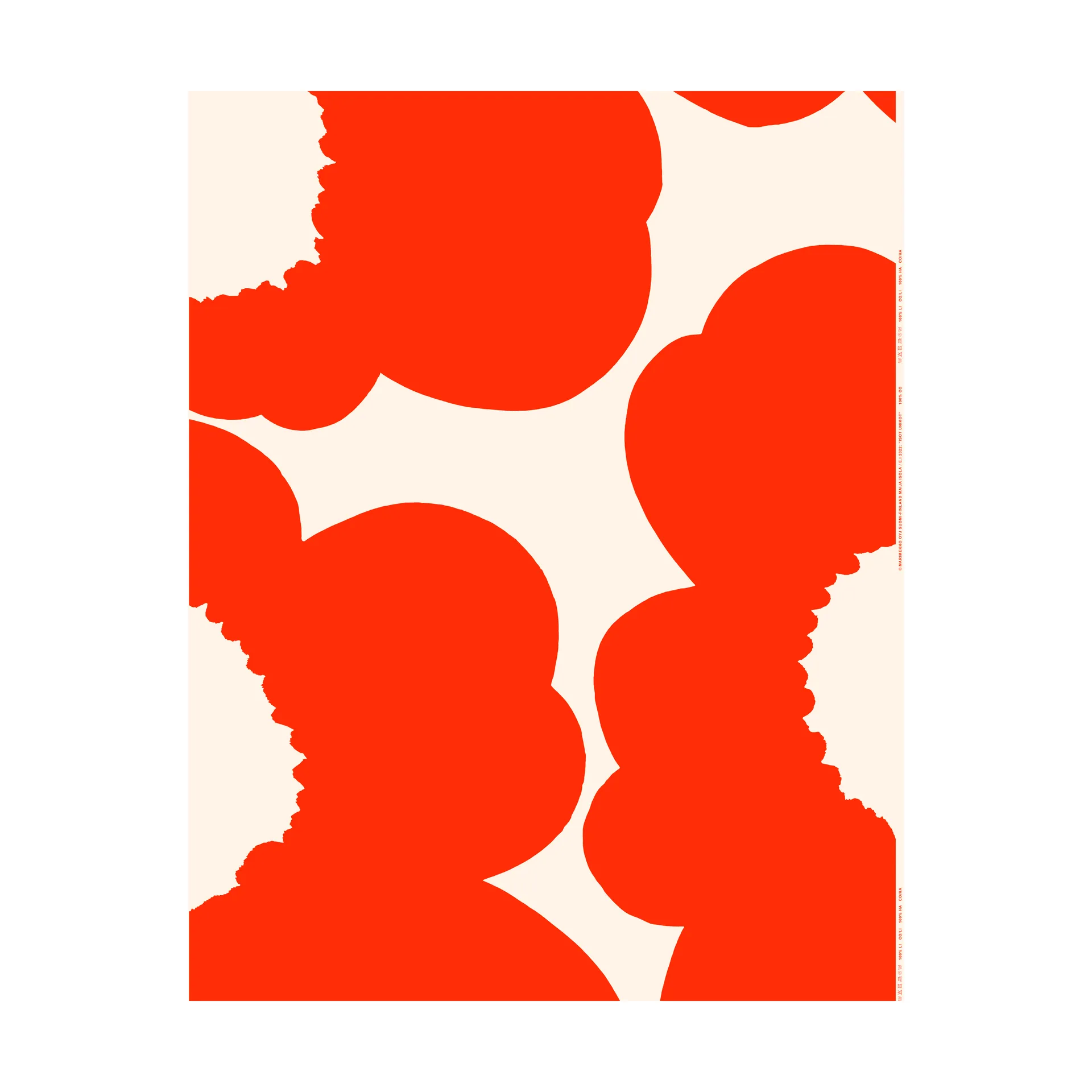 Iso Unikko tyg satin, Cotton-orange red Marimekko