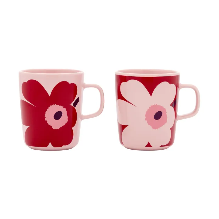 Juhla Unikko mugg 25 cl 2-pack - Pink-cranberry-plum - Marimekko