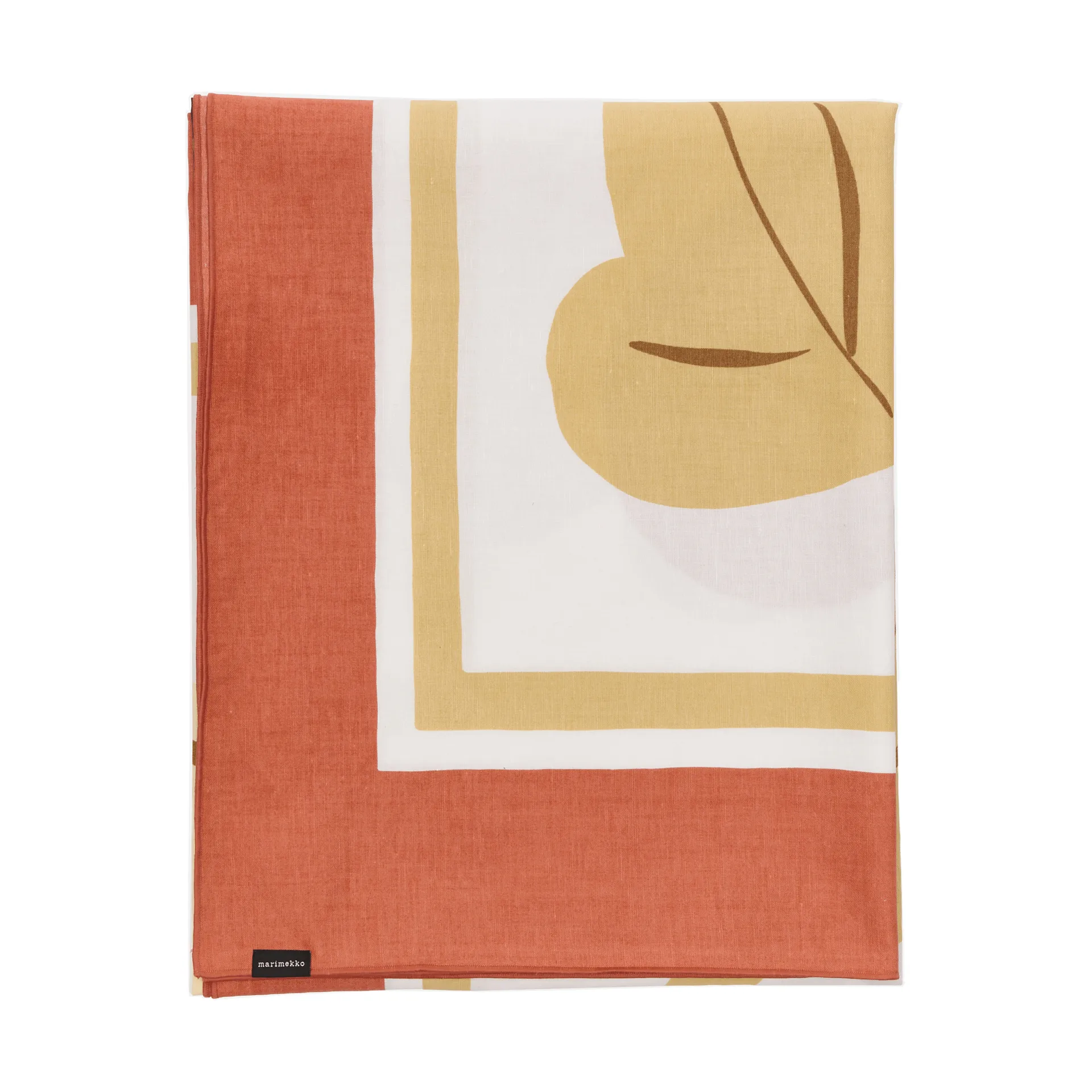 Kukasta Kukkaan duk, White-terrac-ochre-plum, 140x140 cm Marimekko