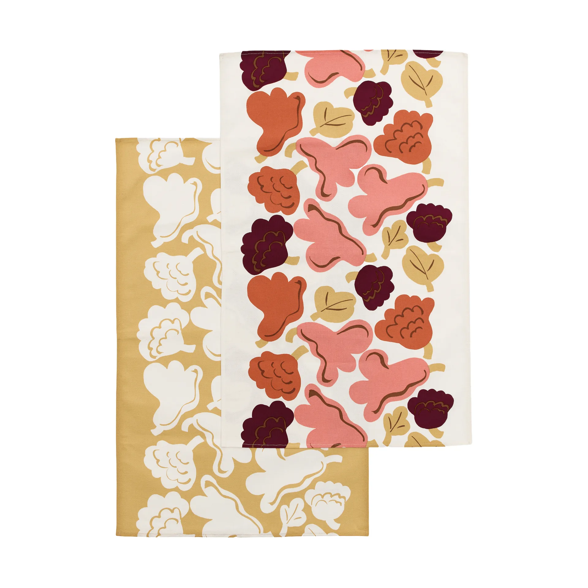 Kukasta Kukkaan kökshandduk, Off white-pink-terrac-ochre, 2-pack Marimekko