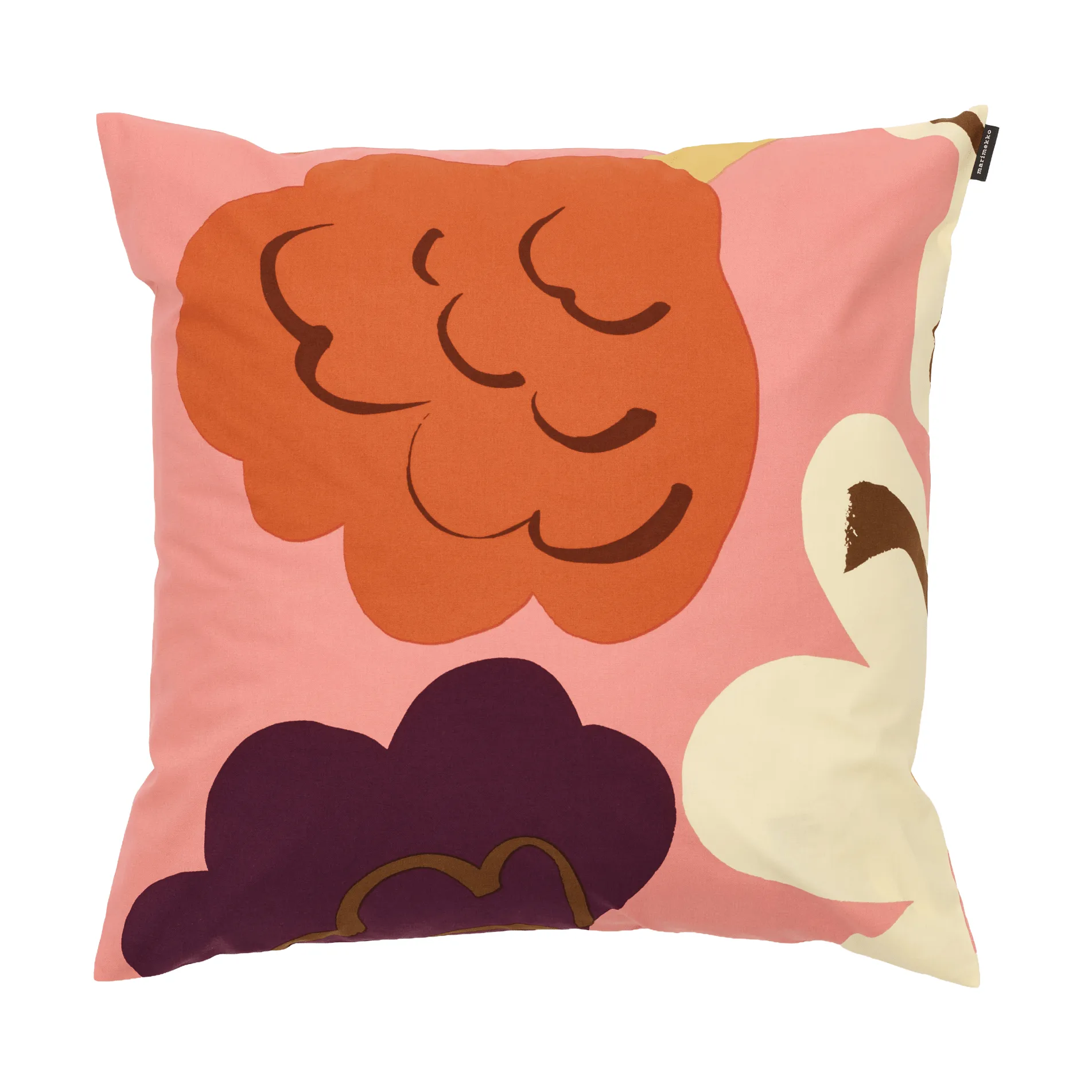 Kukasta Kukkaan kuddfodral, Pink-off white-plum-terracotta, 50x50 cm Marimekko