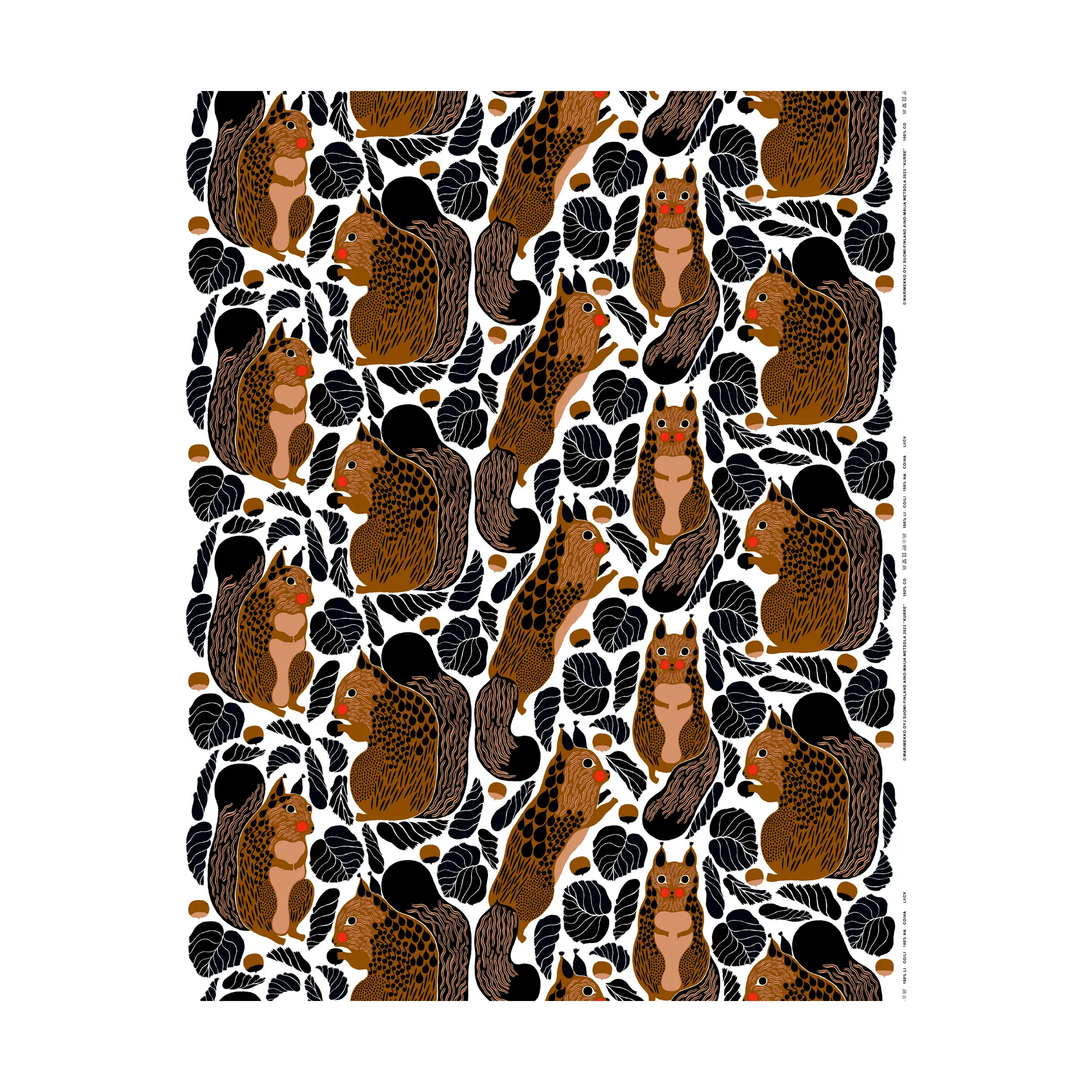 Kurre vaxduk, White-brown-black-red Marimekko