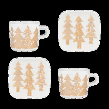 Kuusikossa kopp och fat set 20 cl 4 delar - White-gold - Marimekko