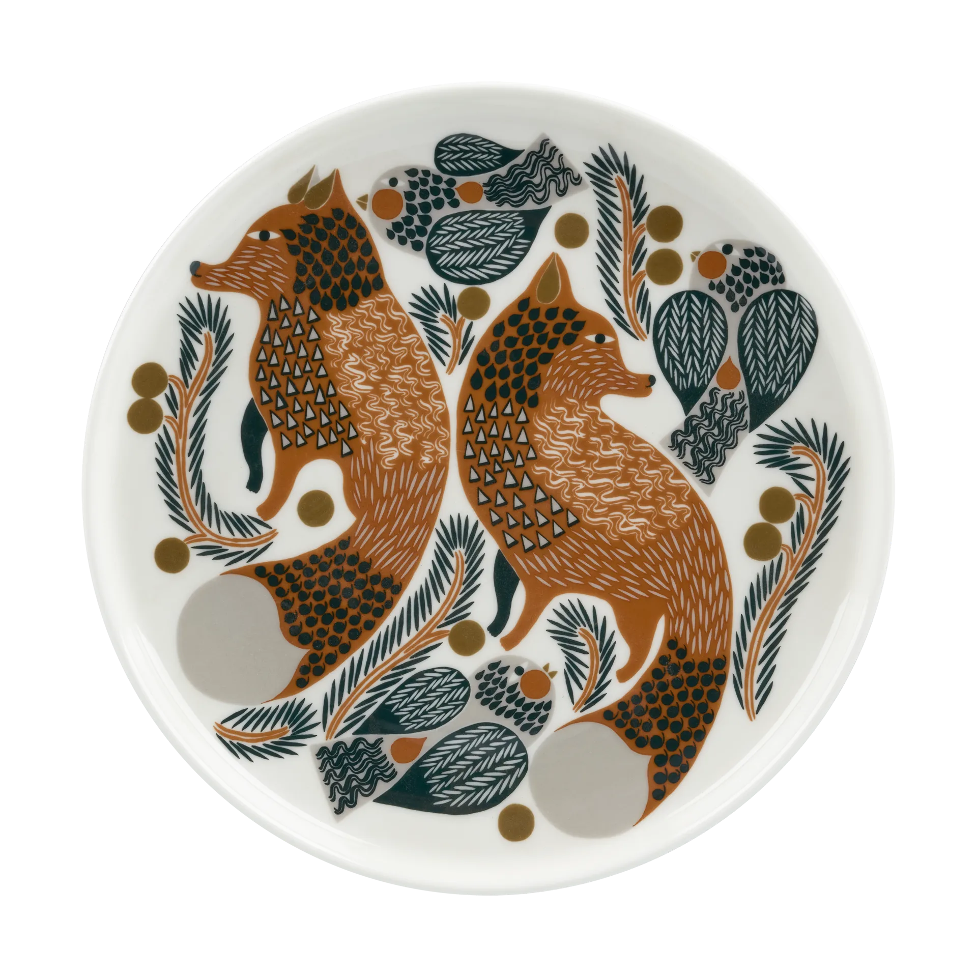 Oiva Ketunmarja tallrik Ø20 cm, White-brown-dark green Marimekko