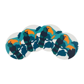 Pepe glasunderlägg 4-pack - Vit-turkos-orange - Marimekko