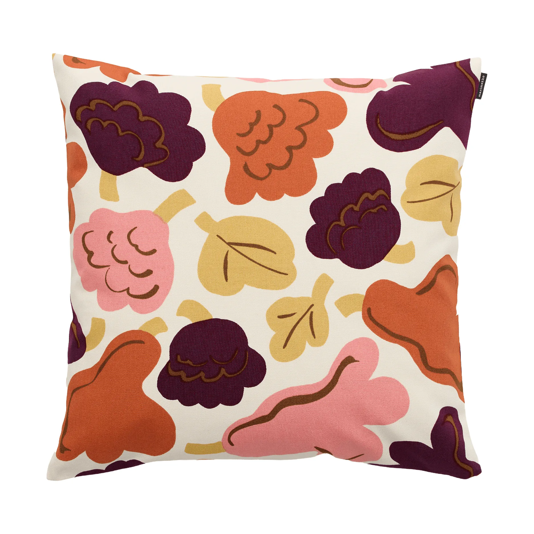 Pieni Kukasta Kukkaan kuddfodral, Off white-plum-pink-terracotta, 50x50 cm Marimekko