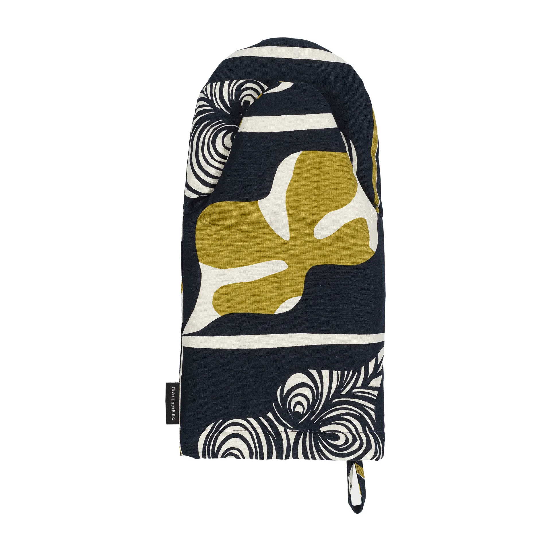 Pieni Rukinlapa grytvante, mörkblå-grön-vit Marimekko