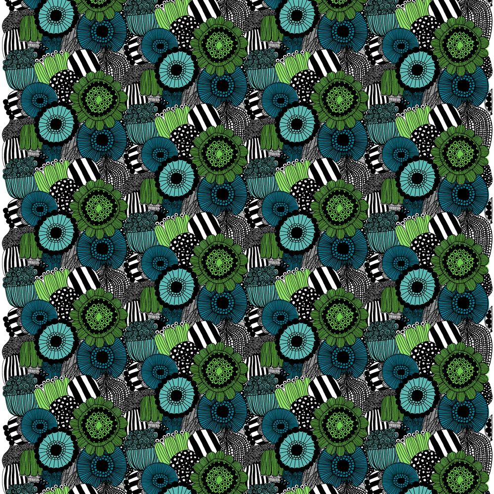 Pieni Siirtolapuutarha tyg, blå-grön (Finland 100 år) Marimekko