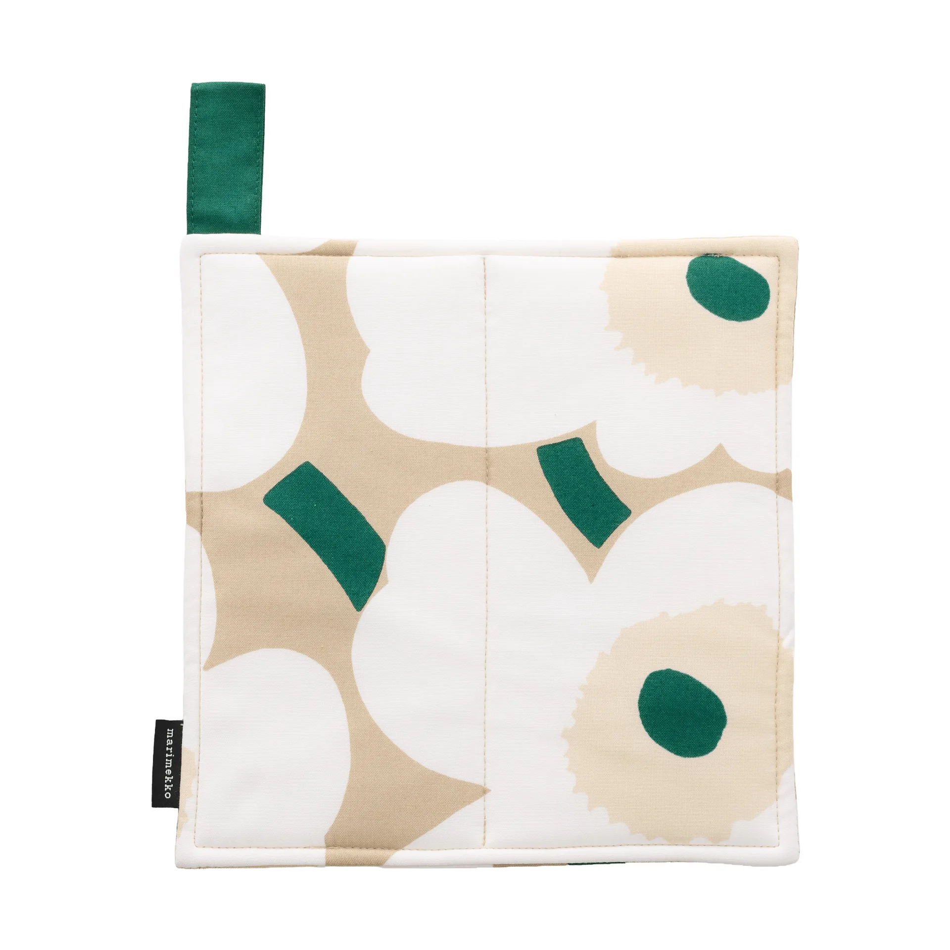 Pieni Unikko grytlapp 21,5x21,5 cm, Sand-white-hay-emerald Marimekko