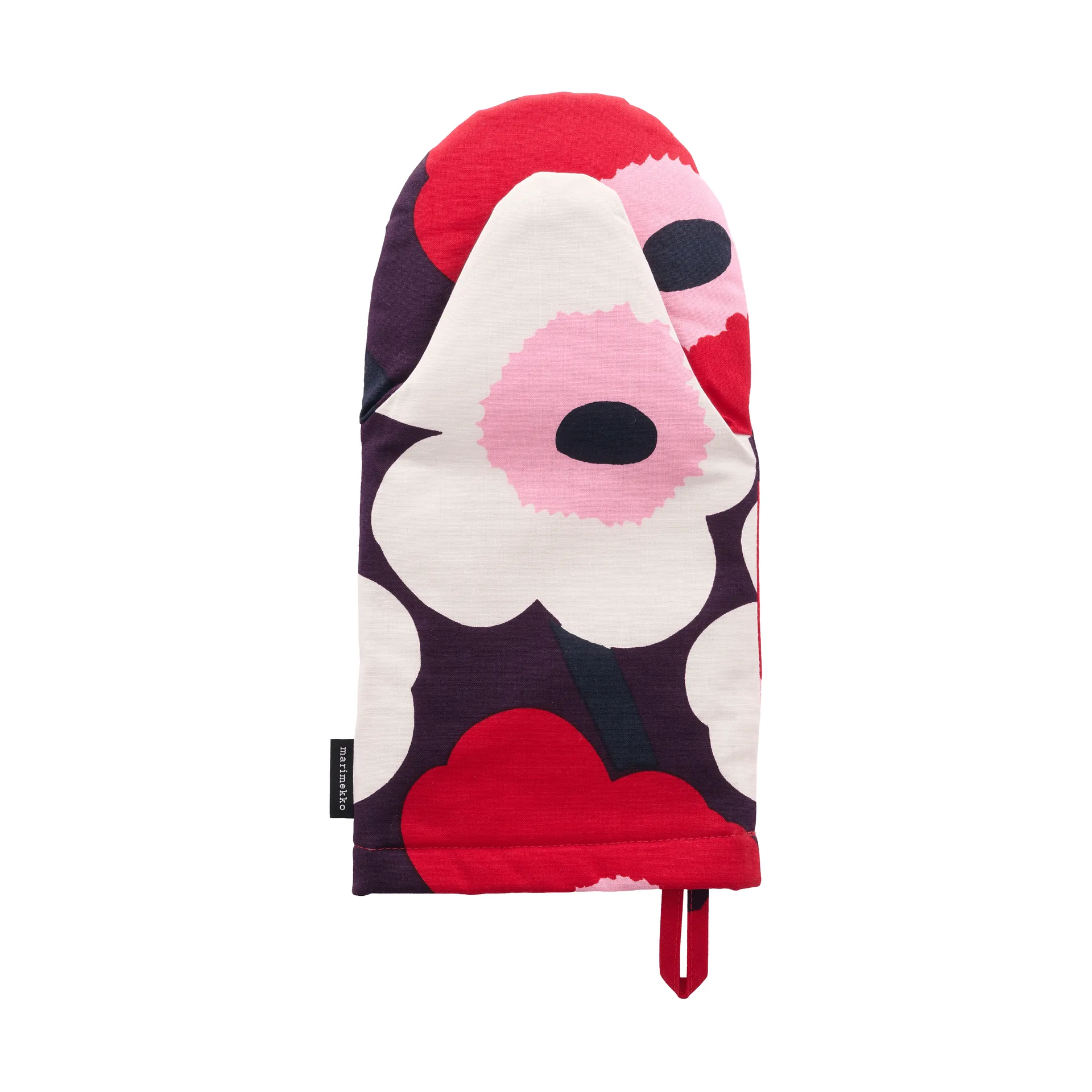 Pieni Unikko grytvante, Plum-cranberry-off white-rose Marimekko