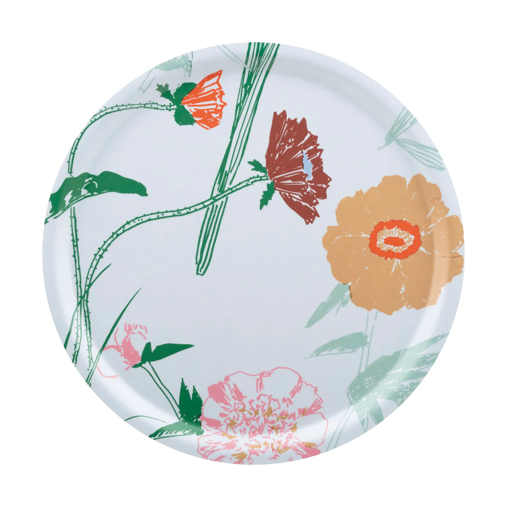 Puutarhakutsut bricka Ø31 cm, White-green-beige- light pink Marimekko